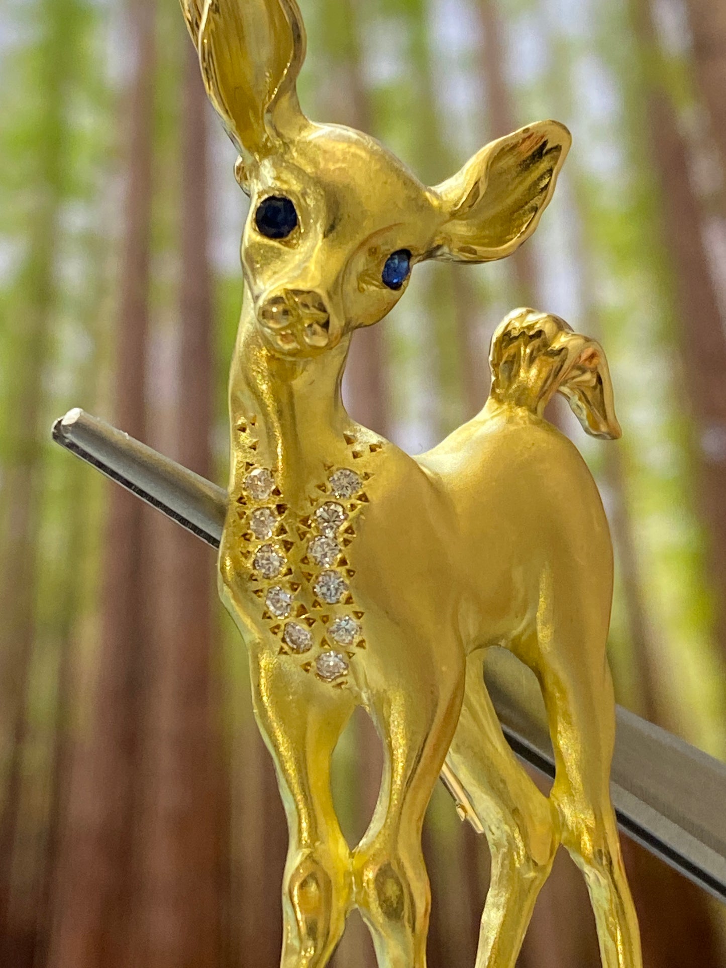Deer Motif Diamond Brooch or Pendant Top