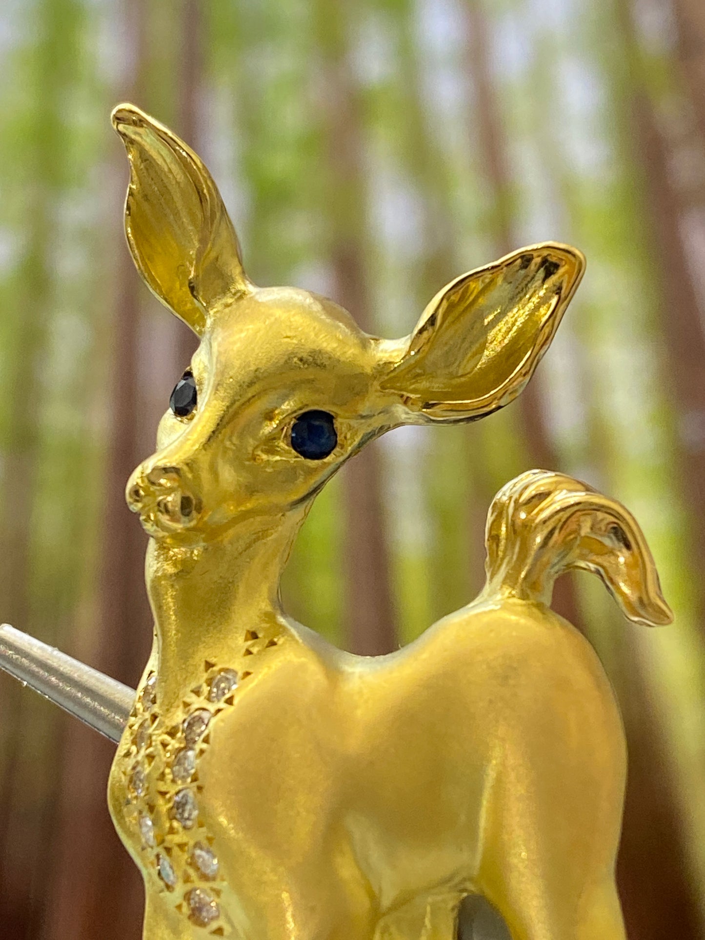 Deer Motif Diamond Brooch or Pendant Top