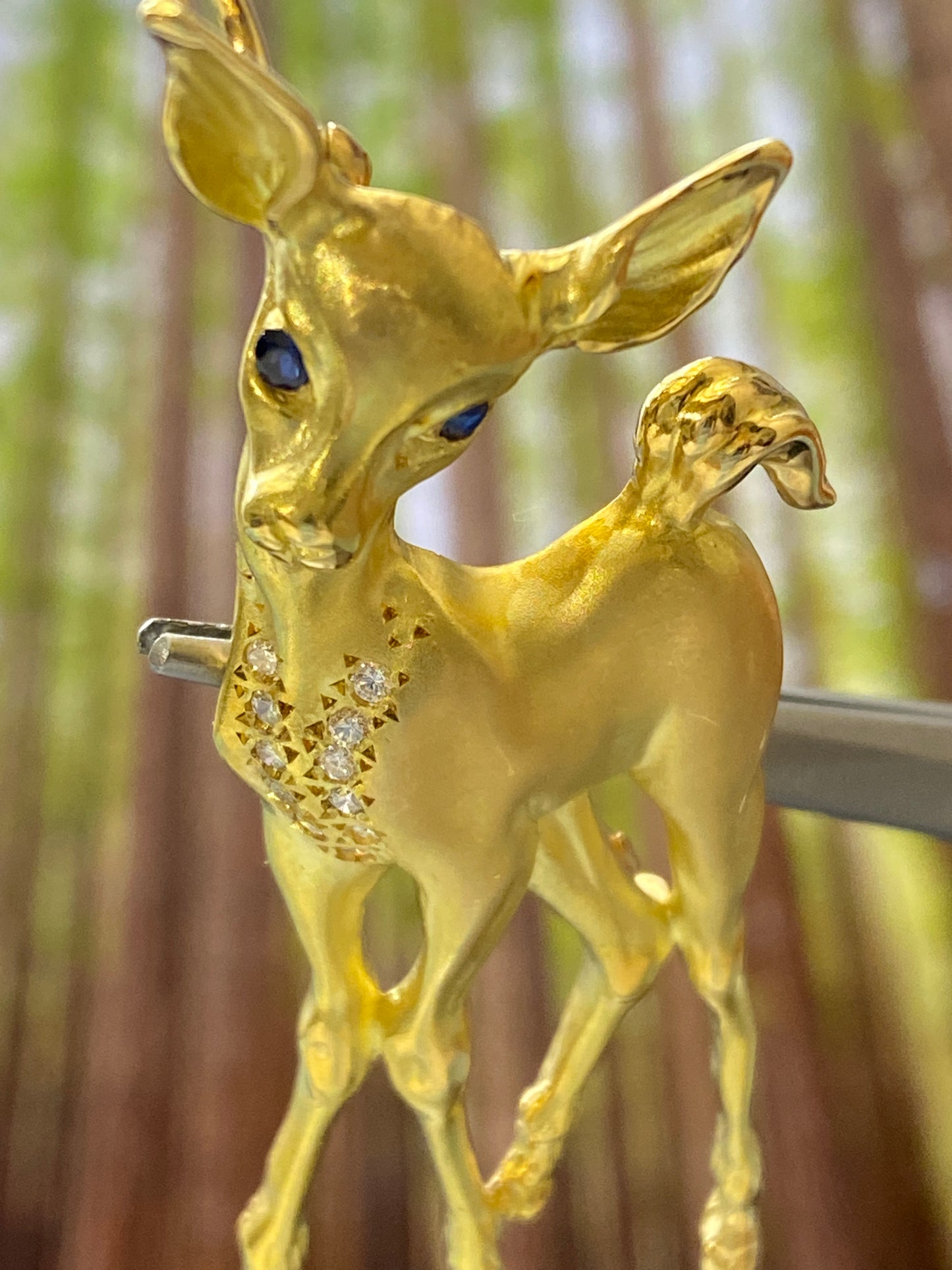 Deer Motif Diamond Brooch or Pendant Top