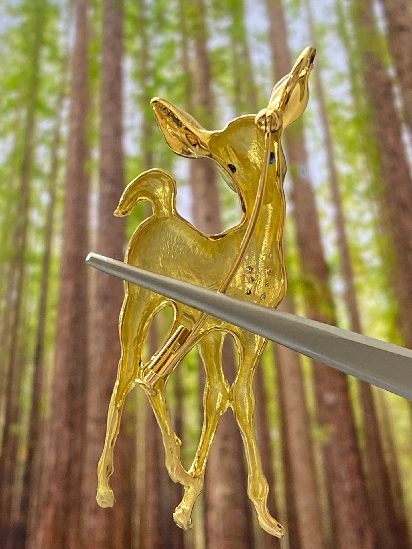 Deer Motif Diamond Brooch or Pendant Top