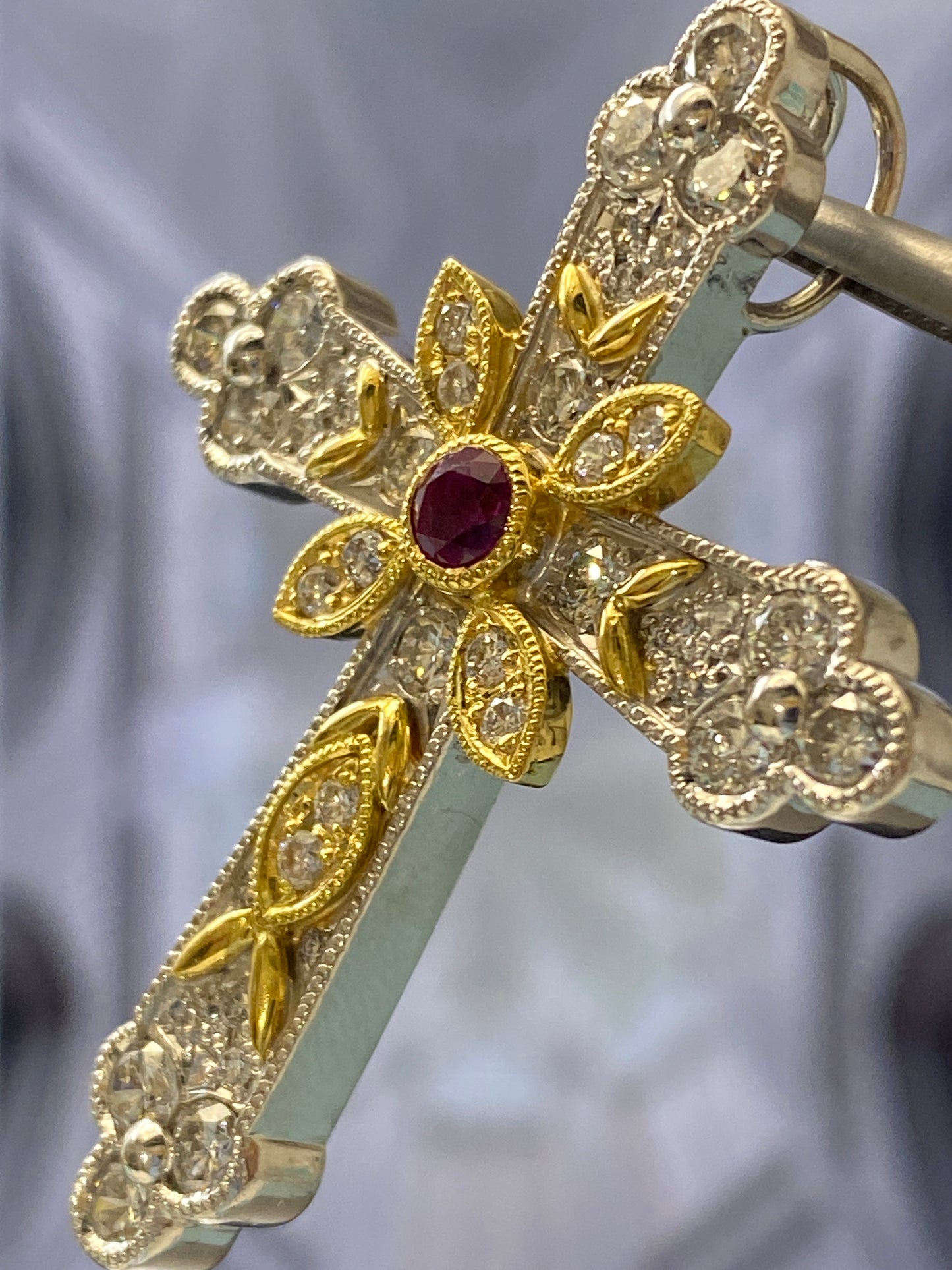 Apostle's Cross Motif 2-tone Gold Pendant Top