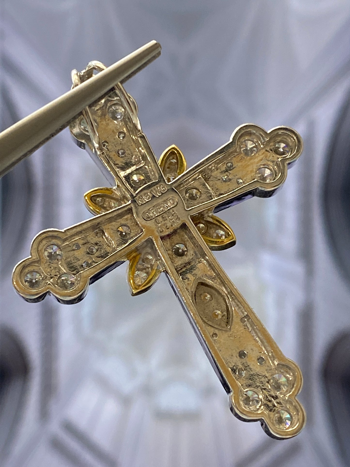Apostle's Cross Motif 2-tone Gold Pendant Top