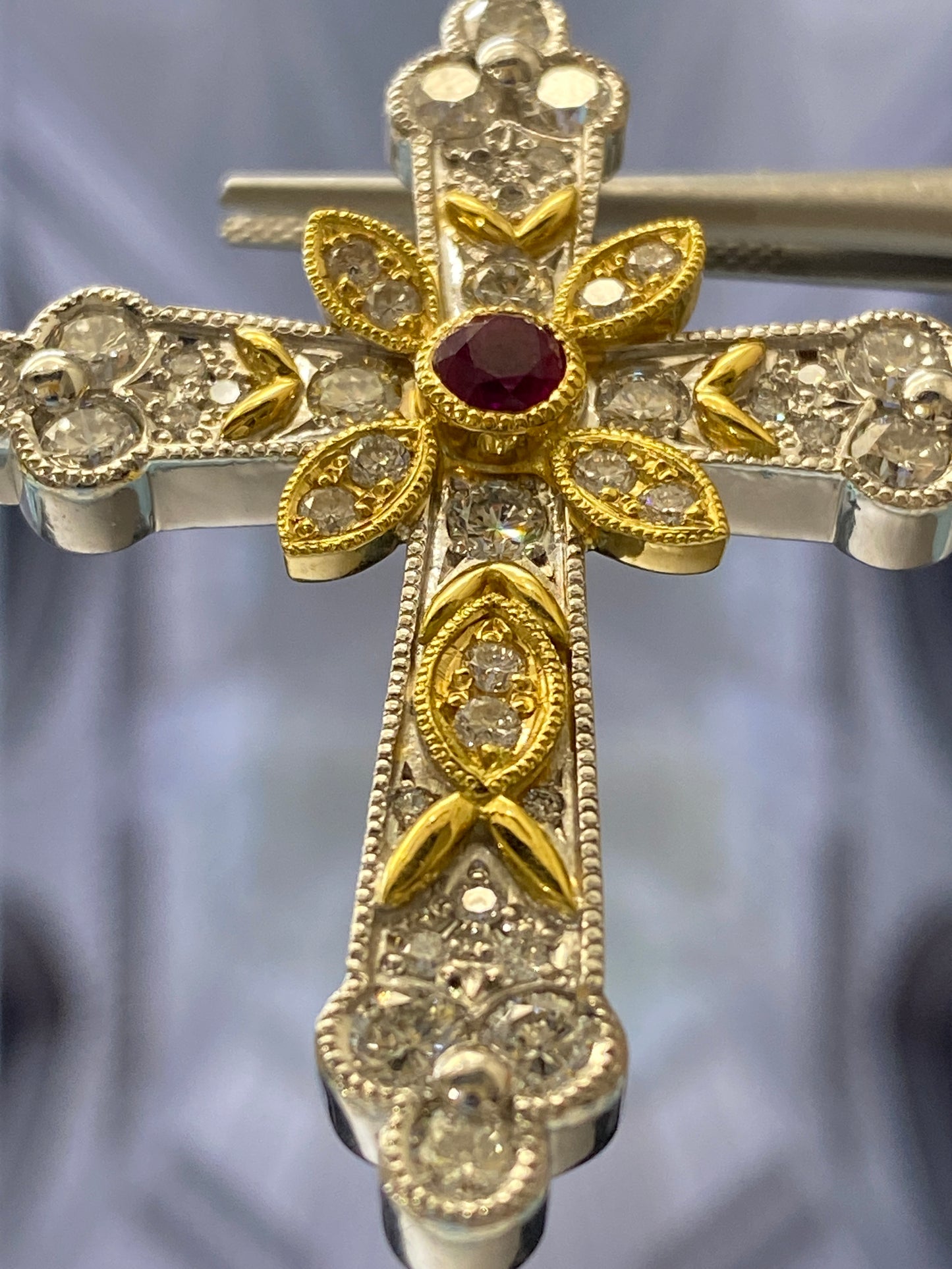 Apostle's Cross Motif 2-tone Gold Pendant Top