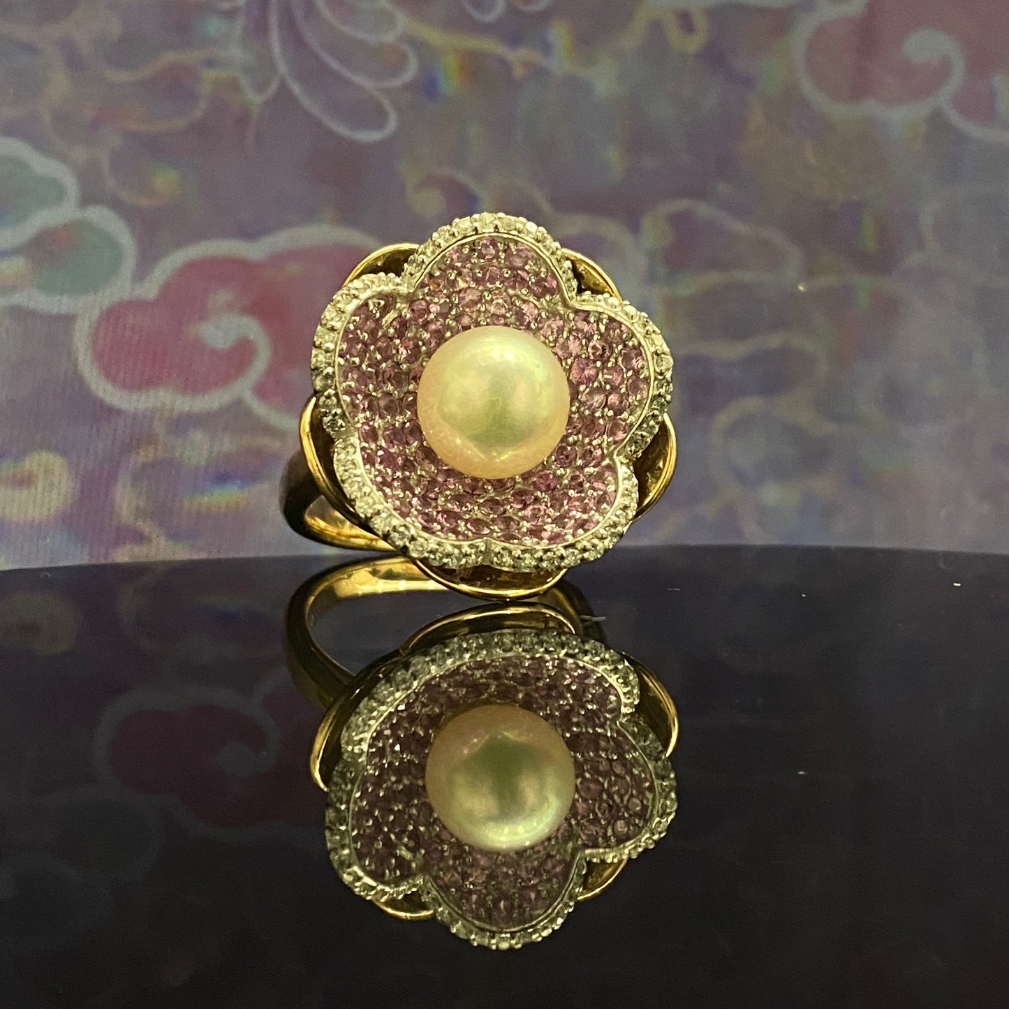 Sakura motif Sapphire Ring