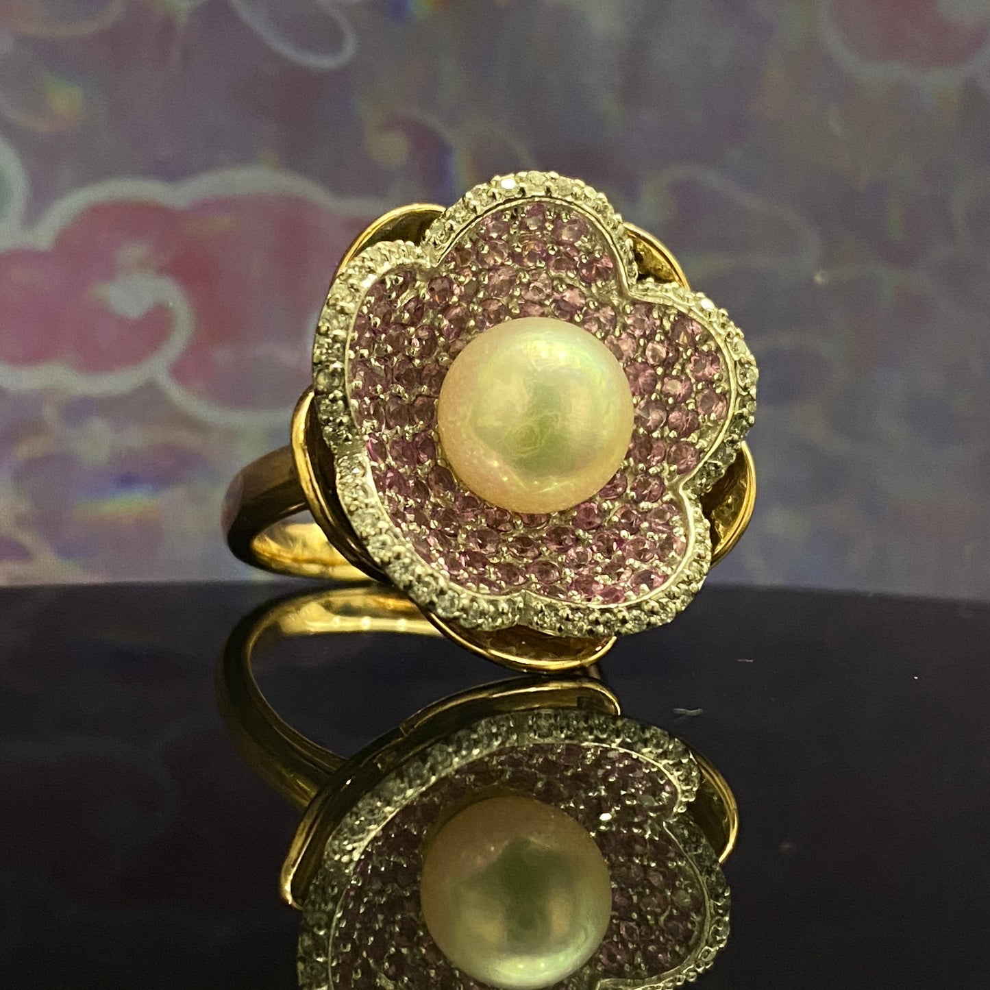 Sakura motif Sapphire Ring