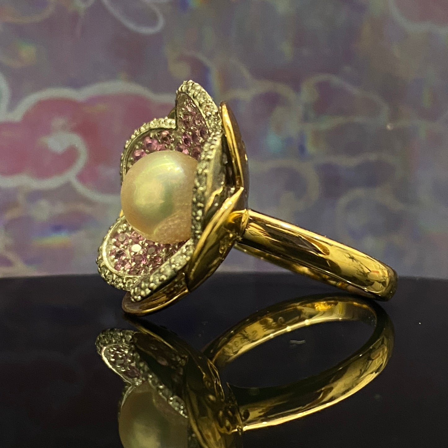 Sakura motif Sapphire Ring