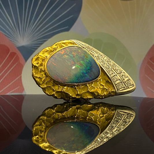 two-tone Opal Diamond Ring