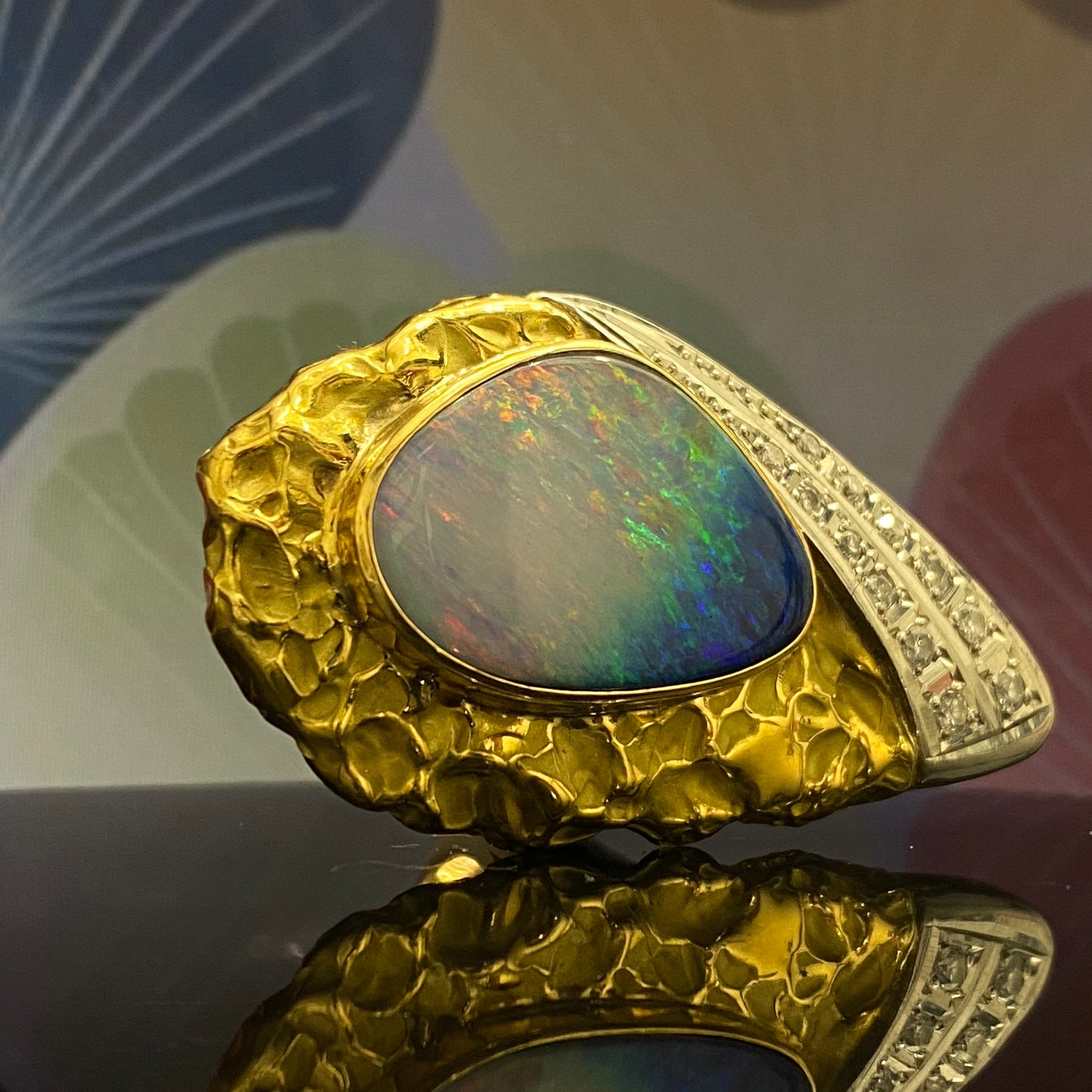 two-tone Opal Diamond Ring