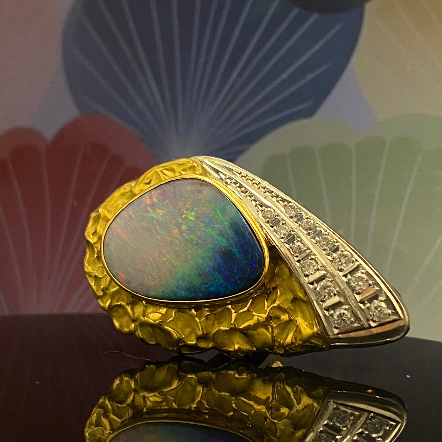 two-tone Opal Diamond Ring