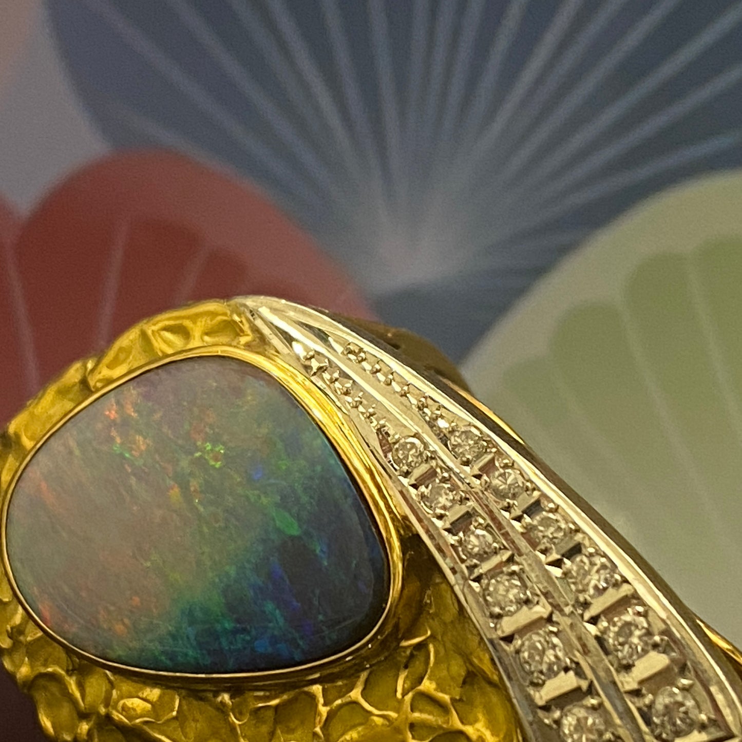 two-tone Opal Diamond Ring