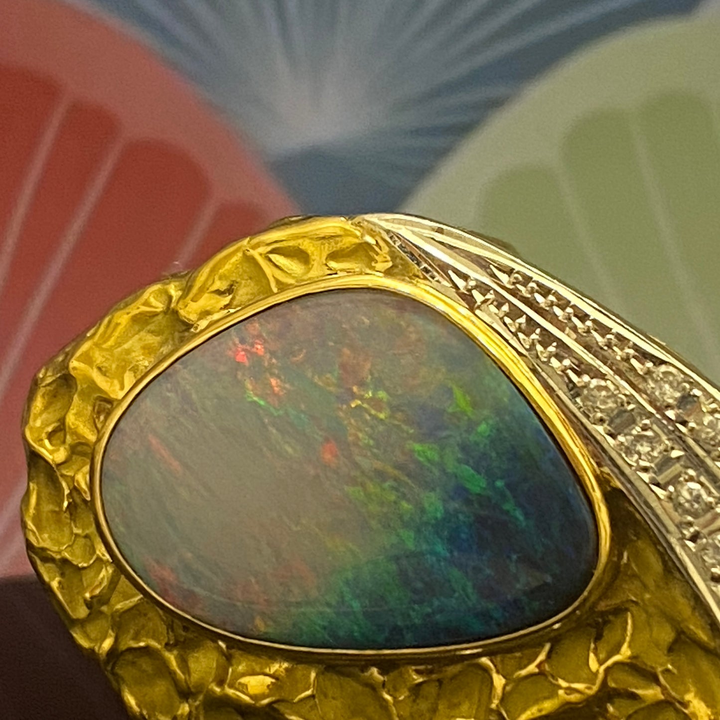 two-tone Opal Diamond Ring