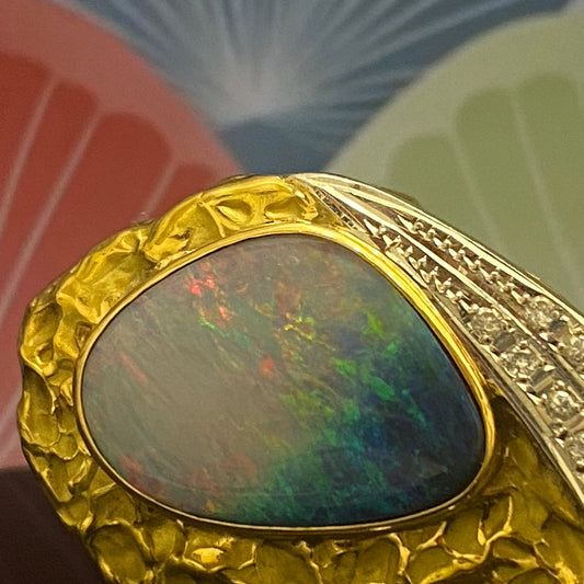 two-tone Opal Diamond Ring