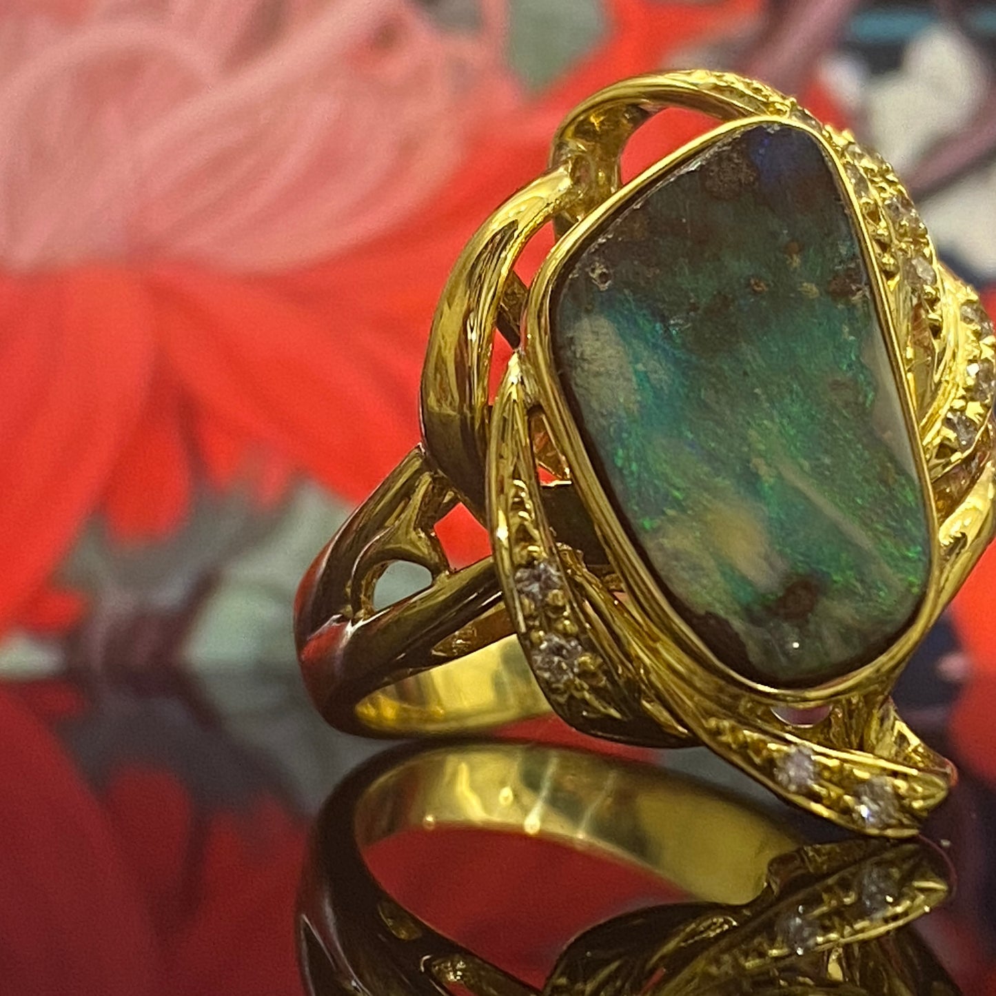 Opal Diamond Ring