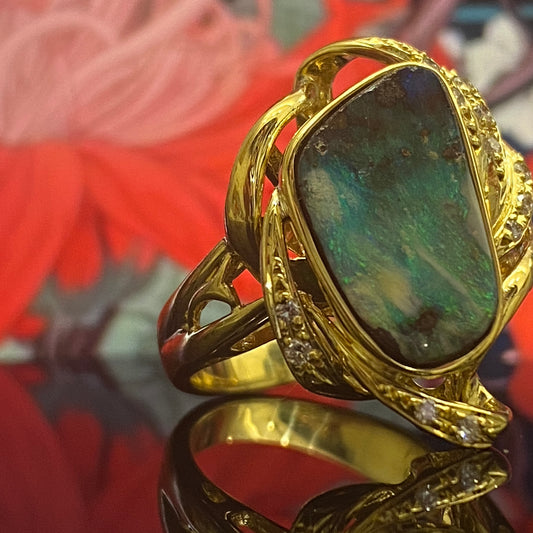 Opal Diamond Ring