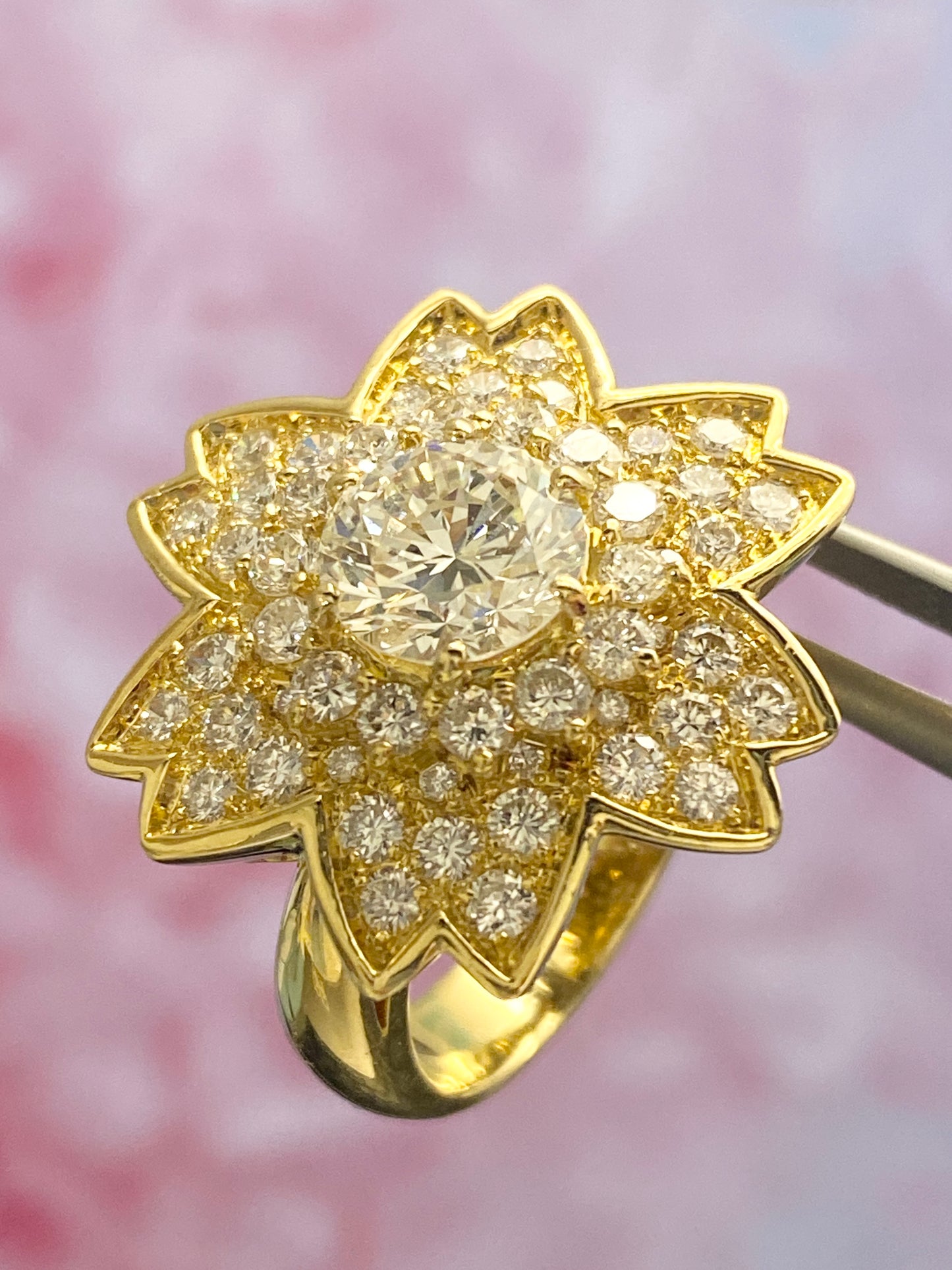 Sakura motif Diamond Ring
