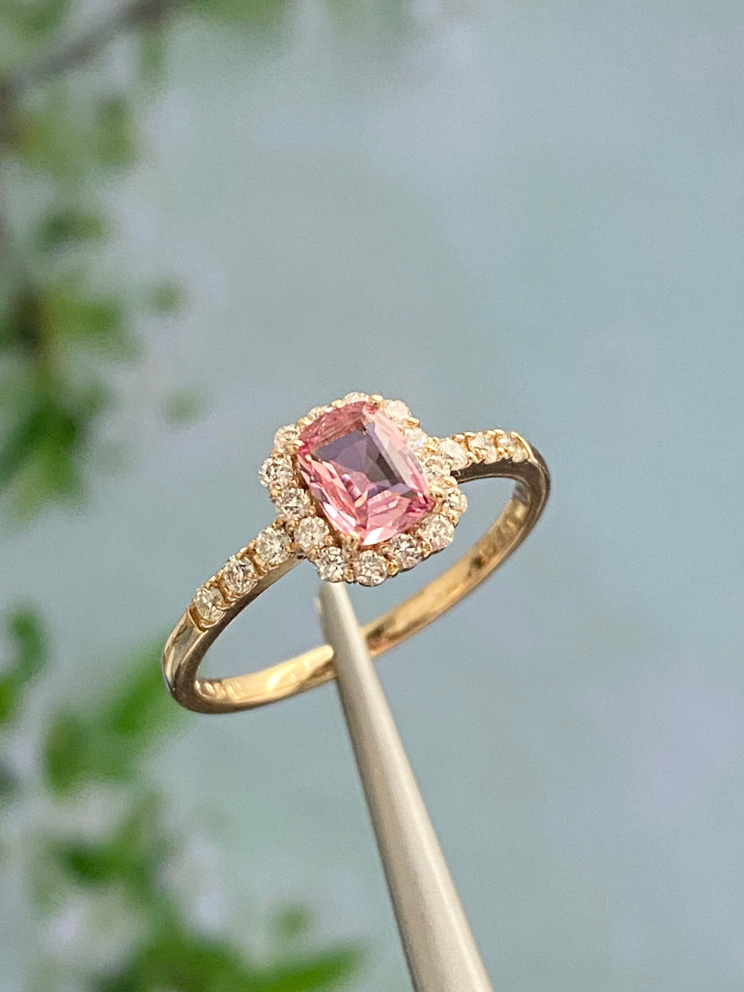 Padparadscha Sapphire Diamond Ring