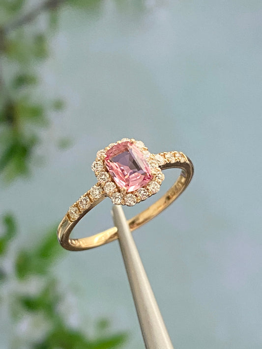 Padparadscha Sapphire Diamond Ring