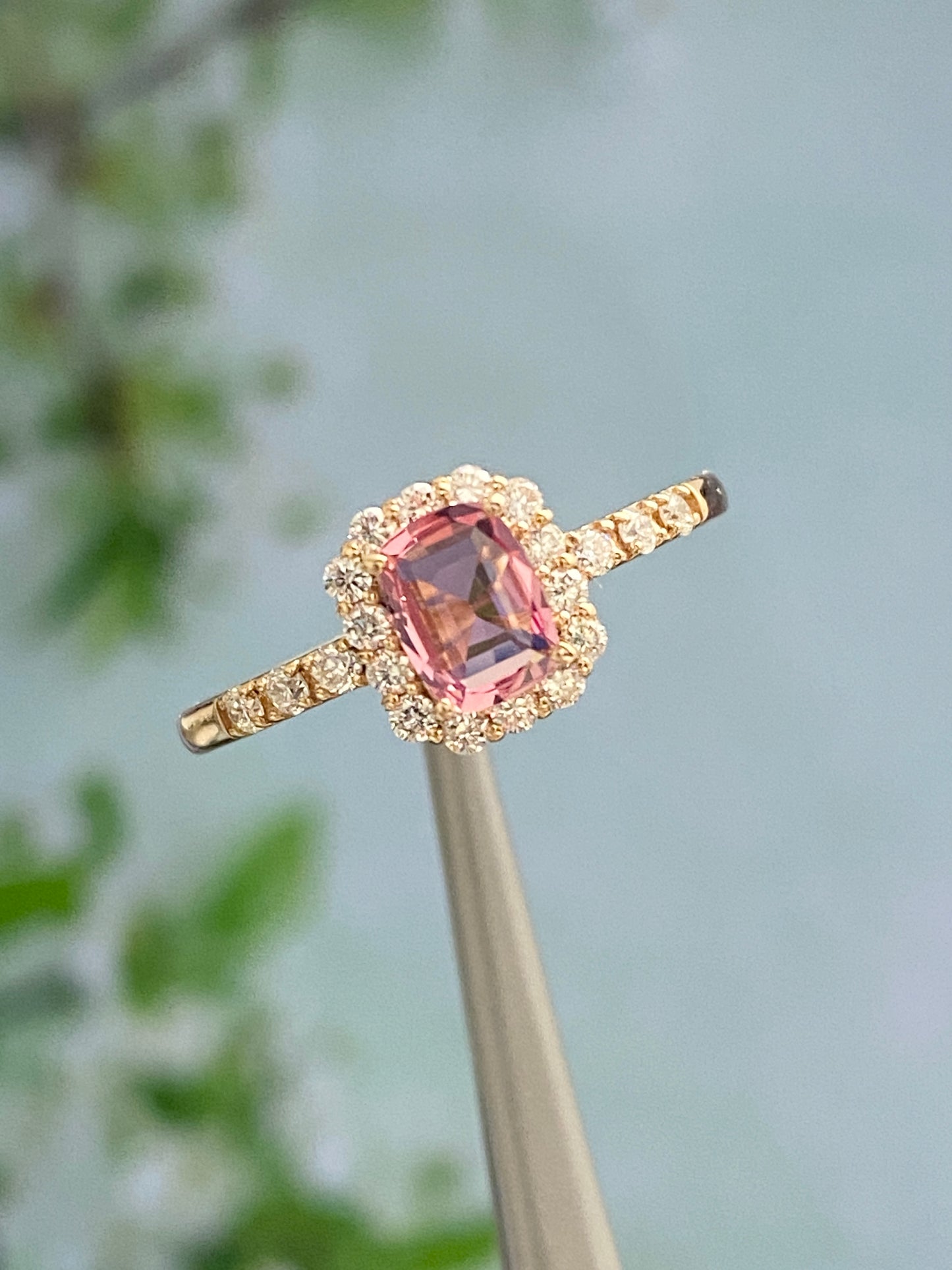 Padparadscha Sapphire Diamond Ring