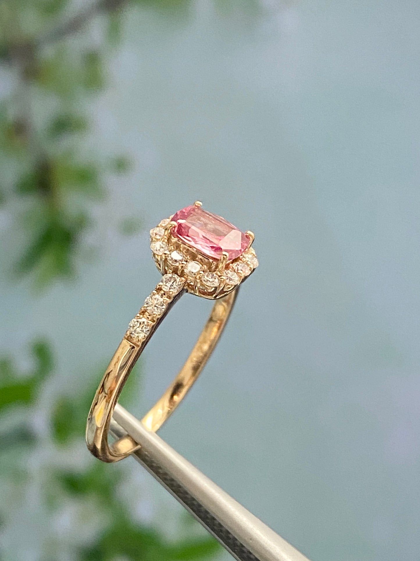 Padparadscha Sapphire Diamond Ring