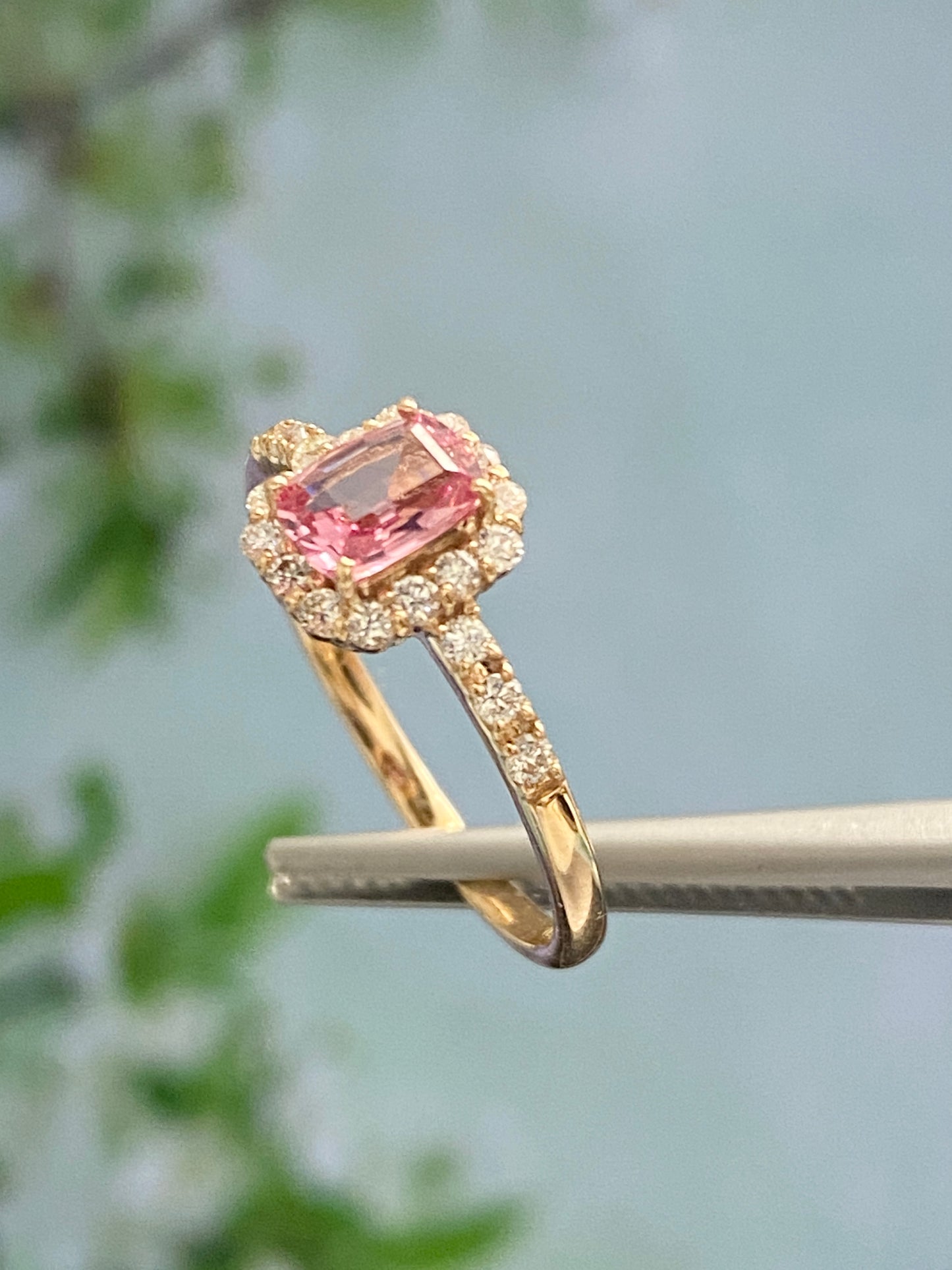 Padparadscha Sapphire Diamond Ring