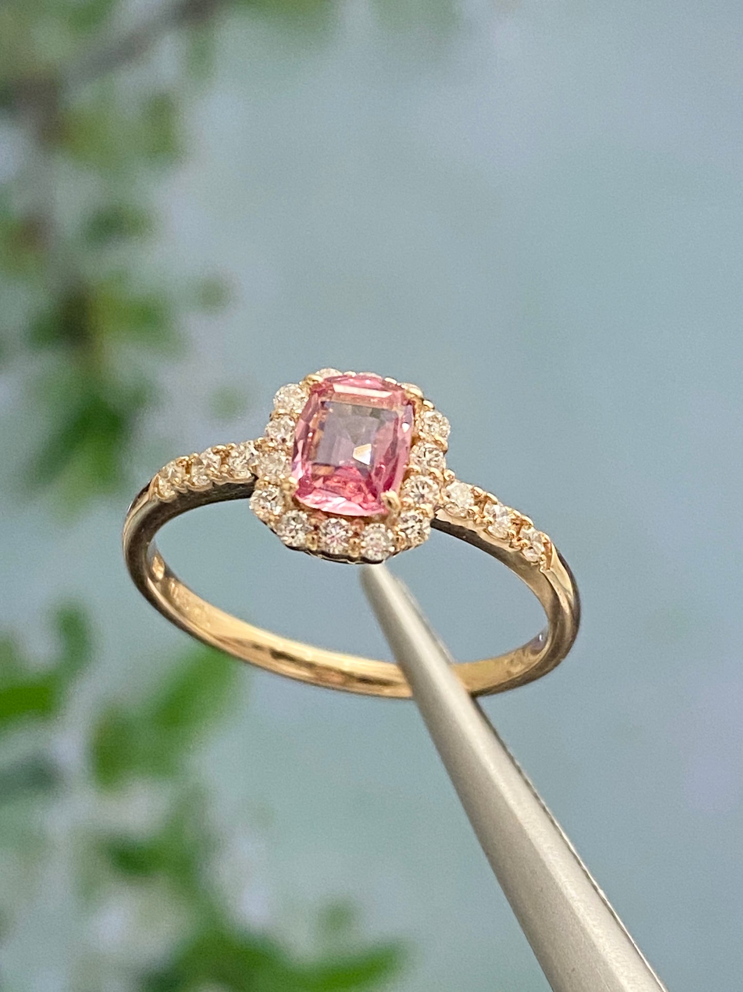 Padparadscha Sapphire Diamond Ring