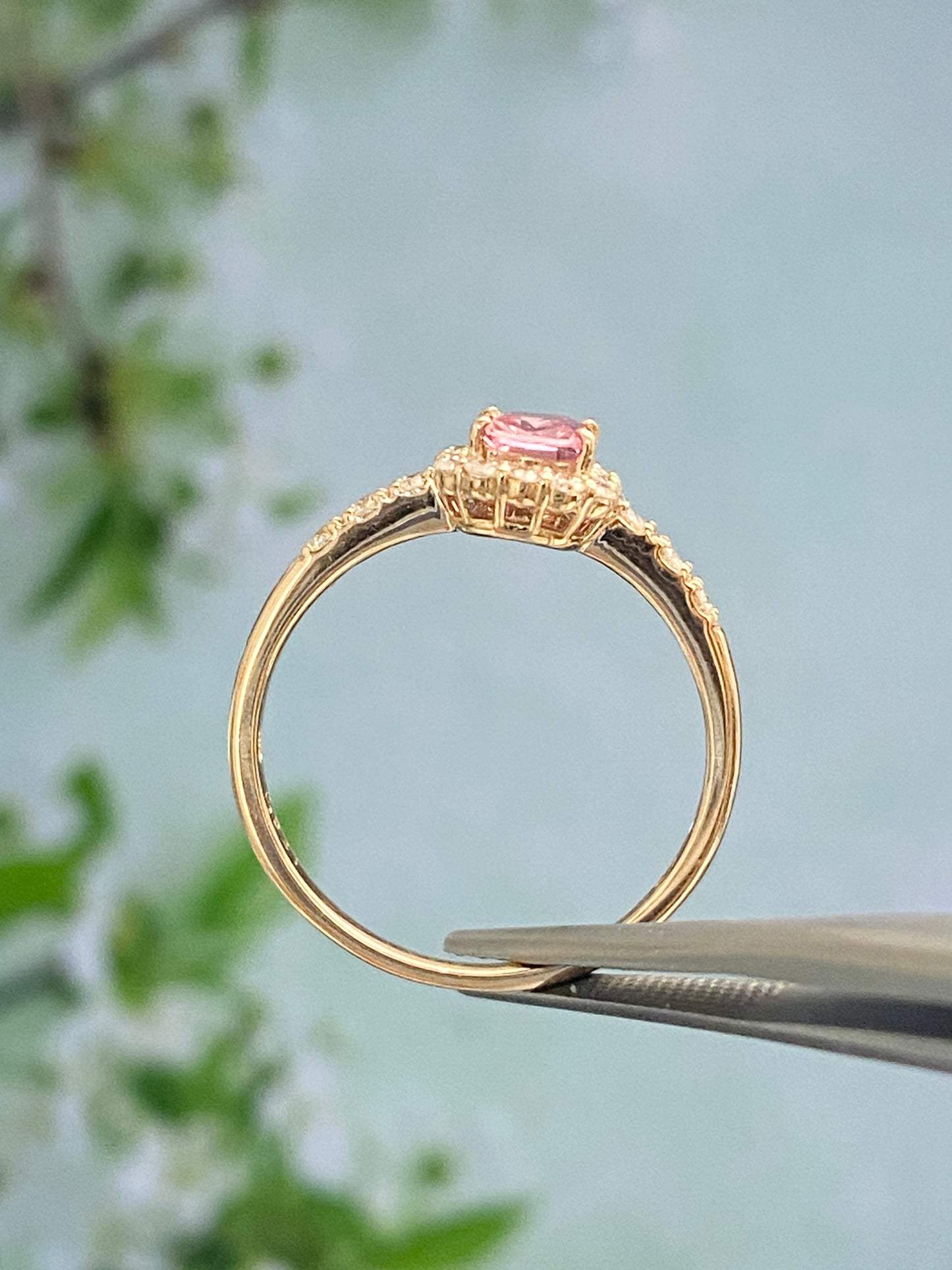 Padparadscha Sapphire Diamond Ring