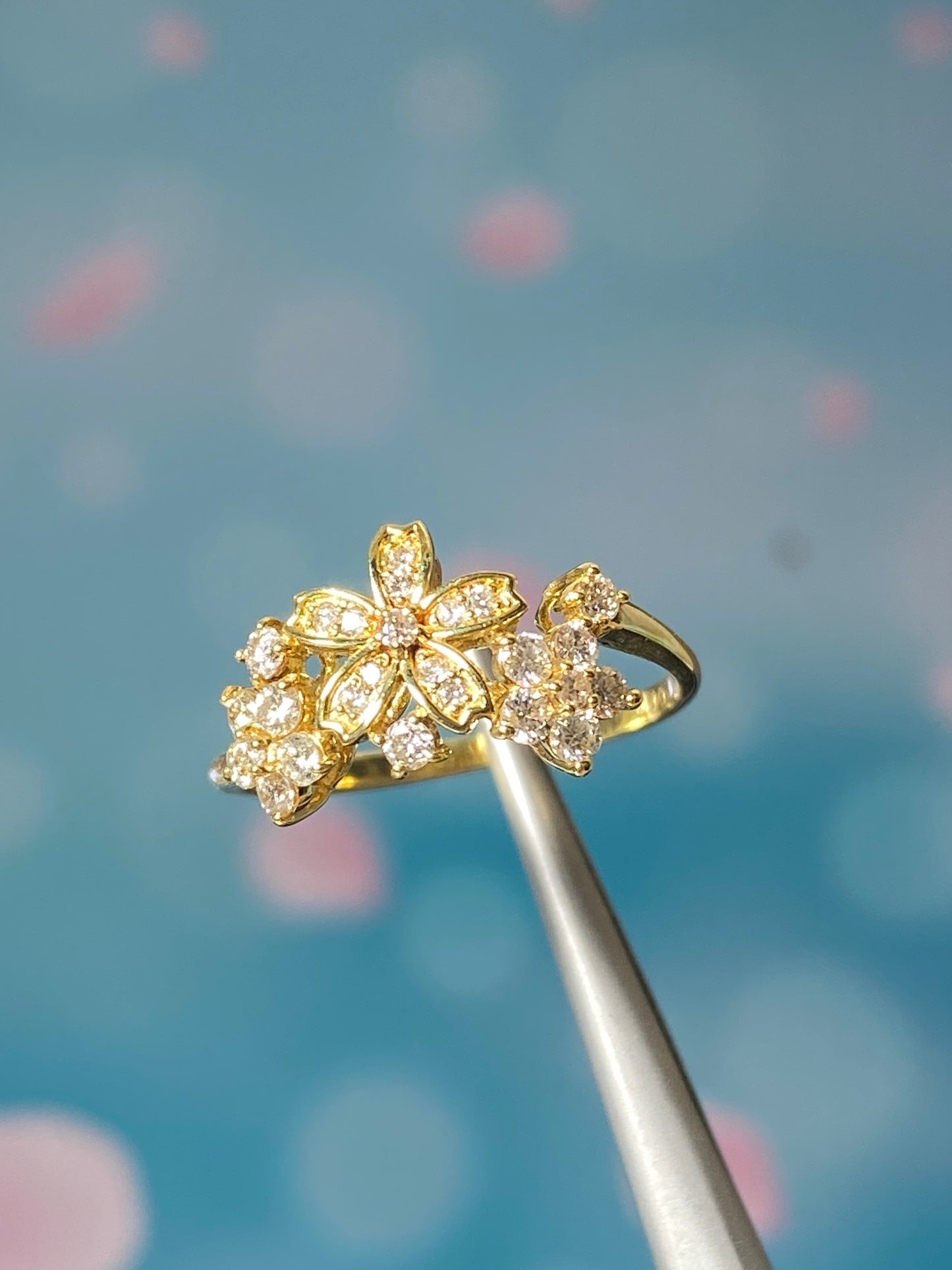 Sakura Flowers Diamond Ring