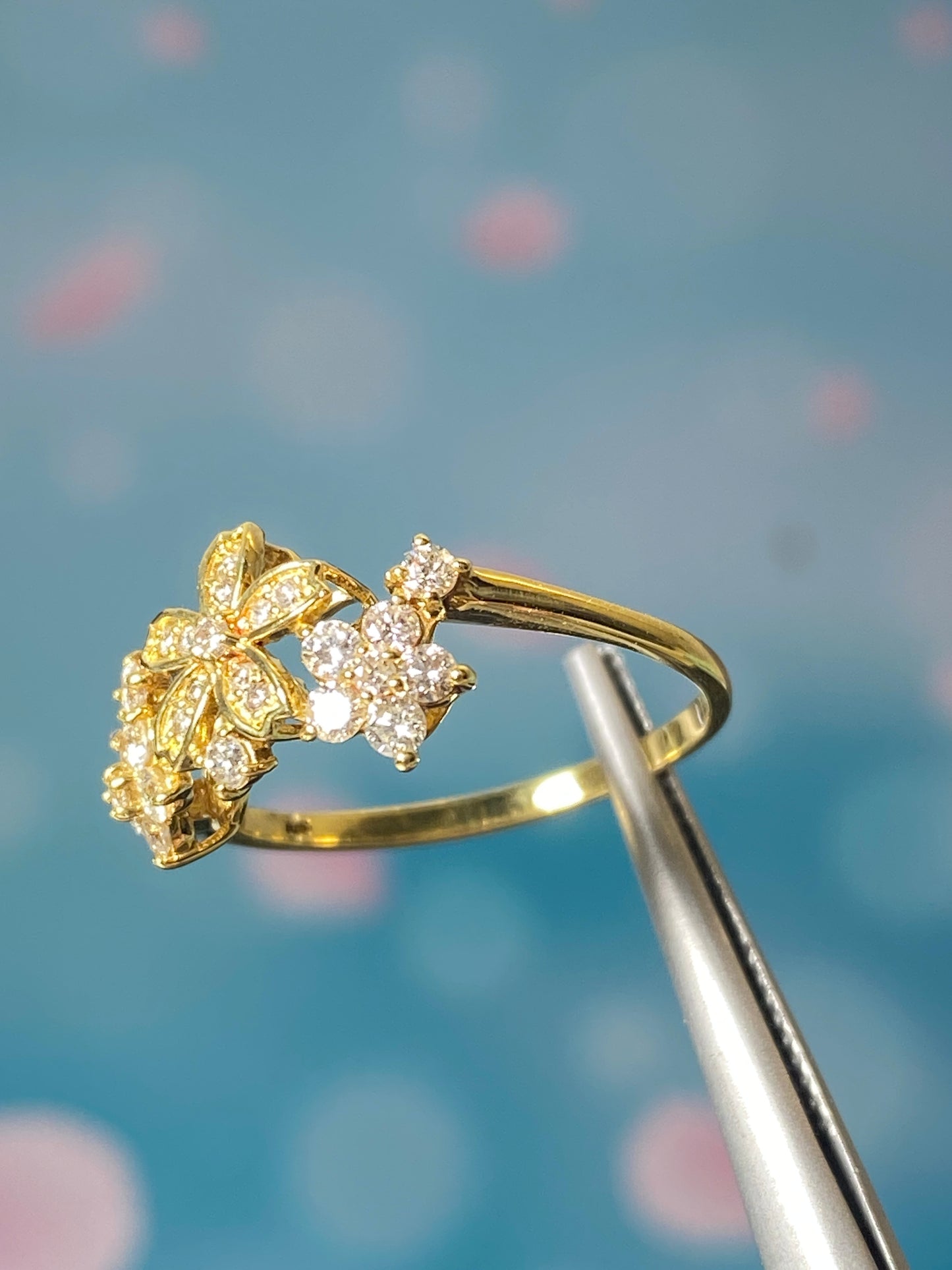 Sakura Flowers Diamond Ring