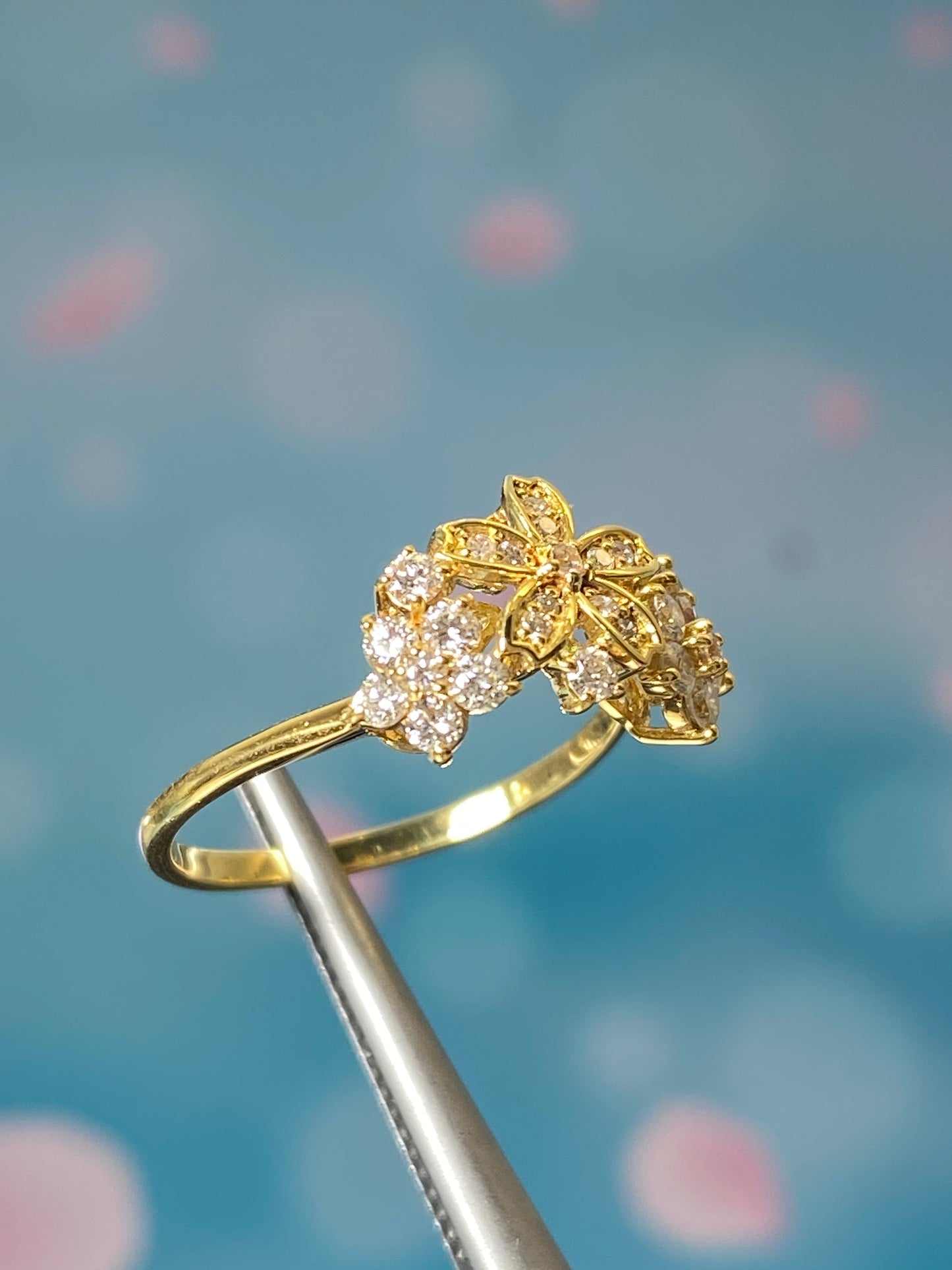 Sakura Flowers Diamond Ring