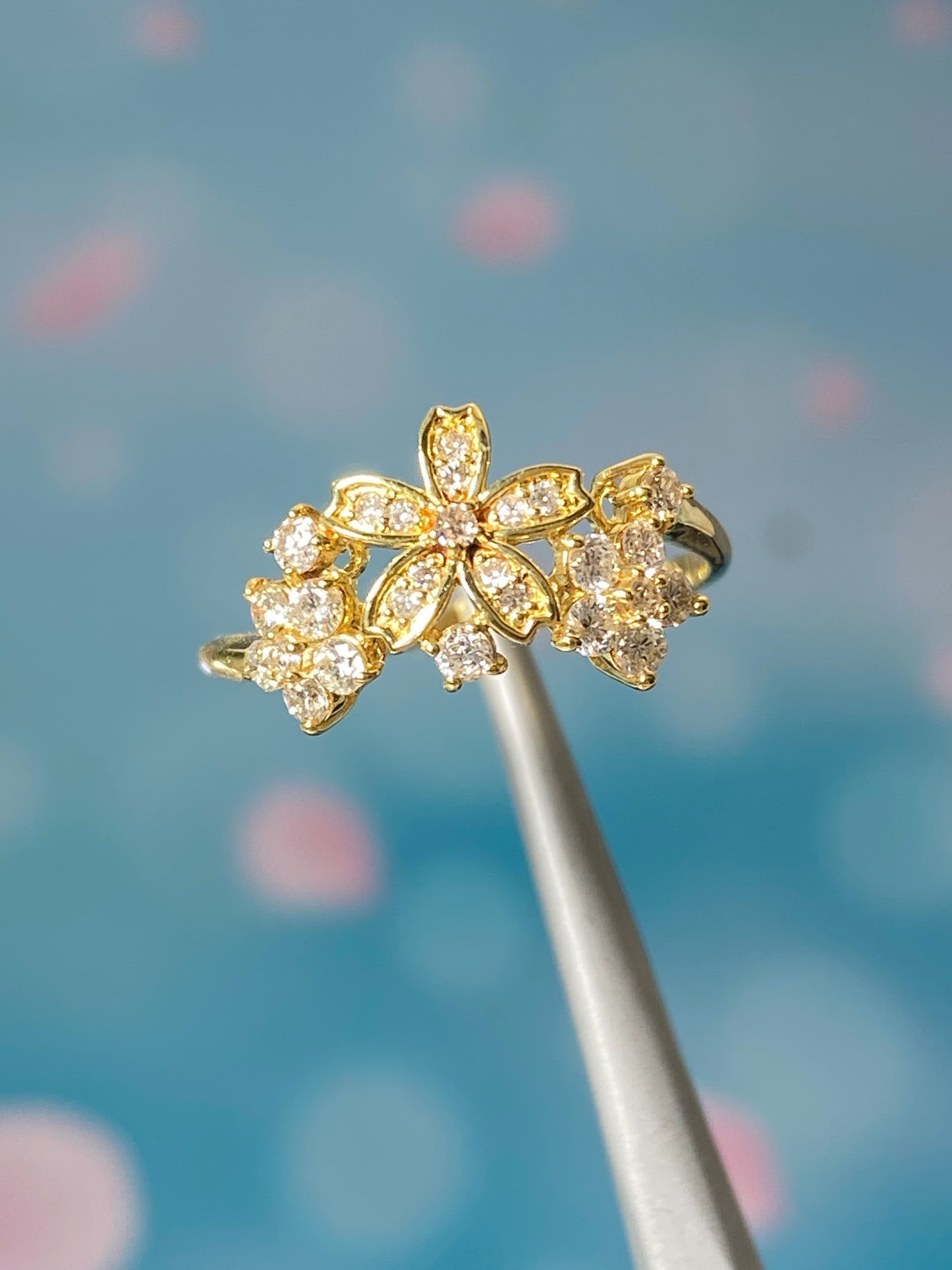 Sakura Flowers Diamond Ring