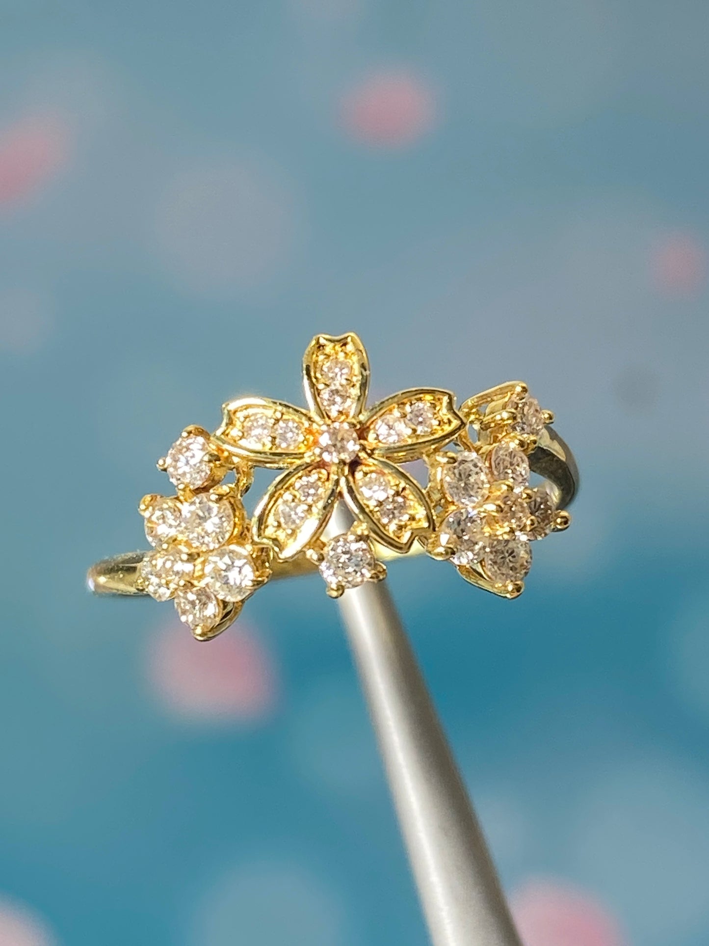 Sakura Flowers Diamond Ring