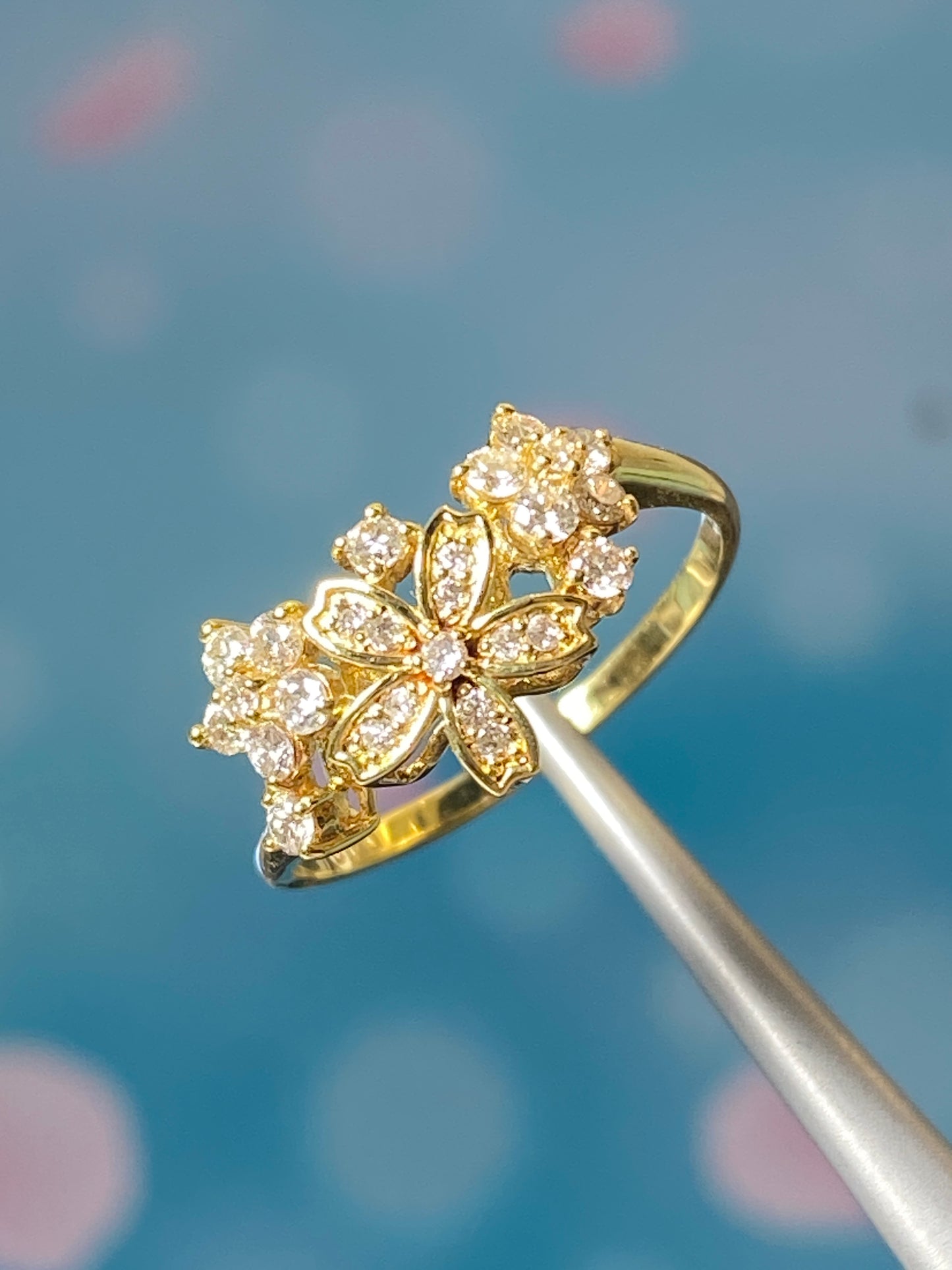 Sakura Flowers Diamond Ring