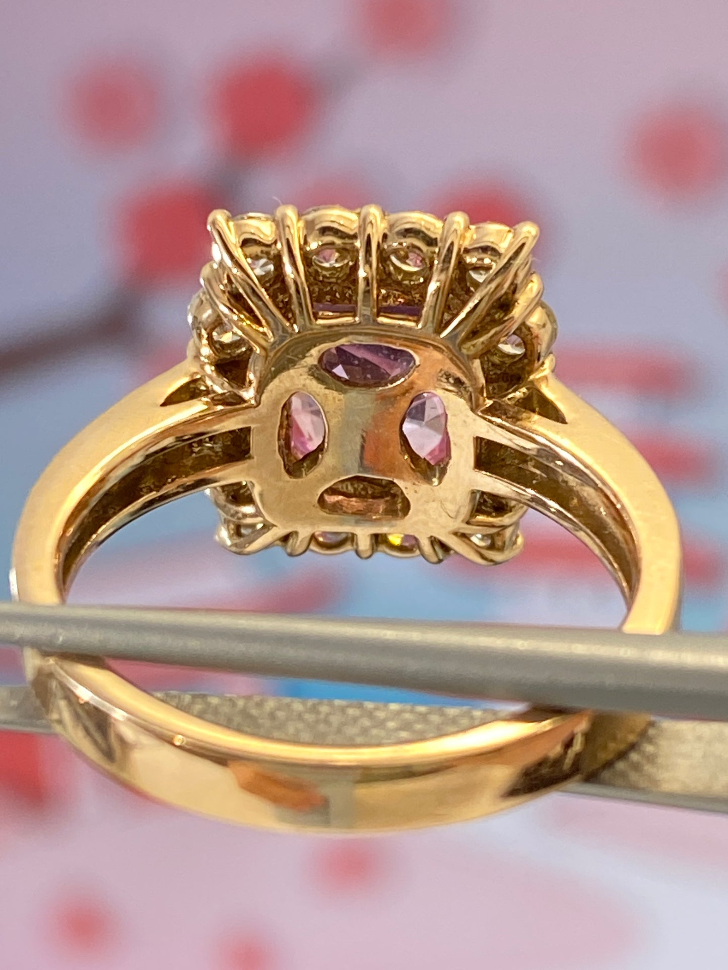 2 carat Padparadscha Sapphire Halo Diamonds Pink Gold Ring | no heat | GIA