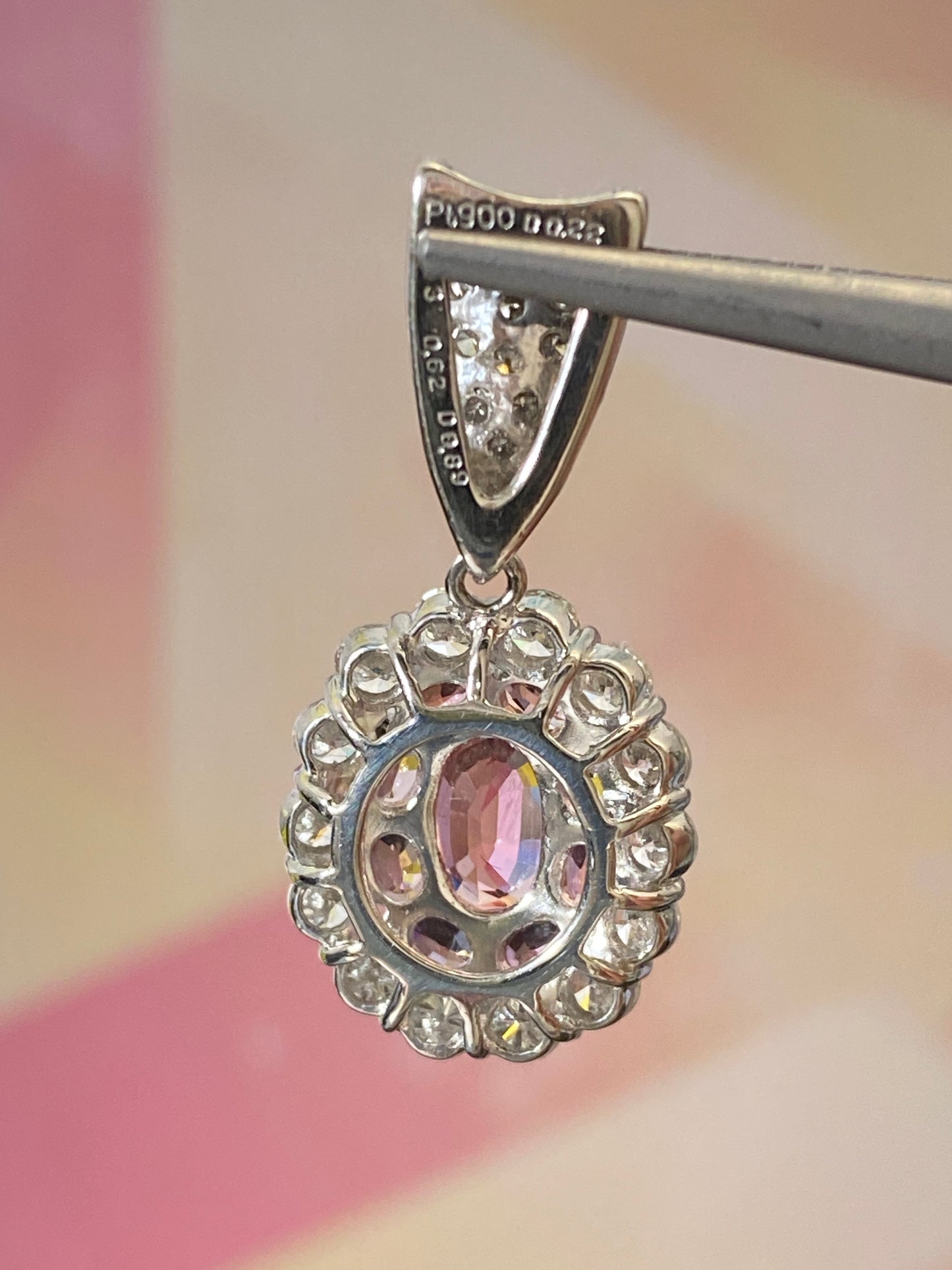 1 carat Padparadscha Sapphire Halo Padparadscha Sapphire Diamonds Pendant Top | no heat | GIA