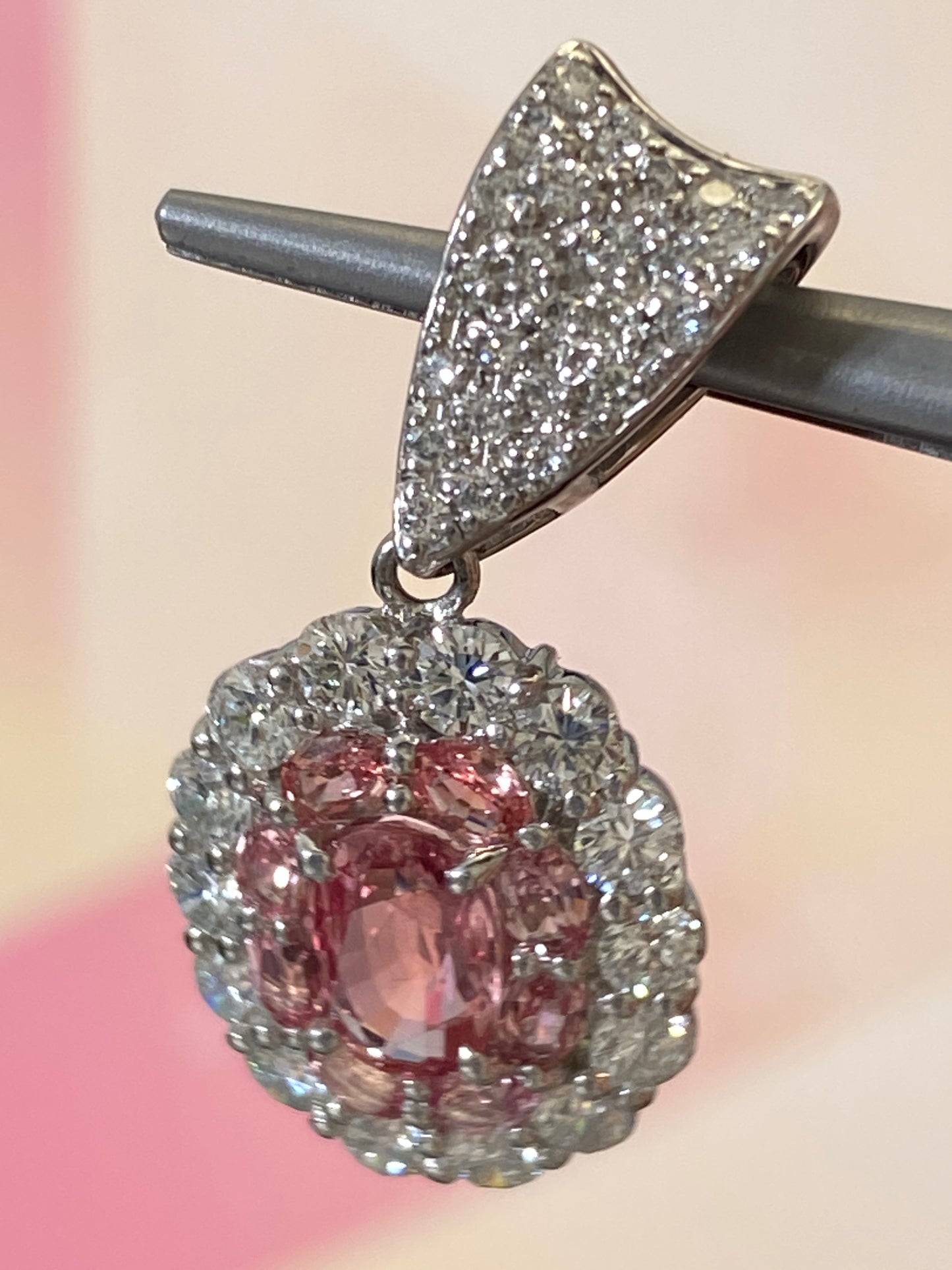 1 carat Padparadscha Sapphire Halo Padparadscha Sapphire Diamonds Pendant Top | no heat | GIA