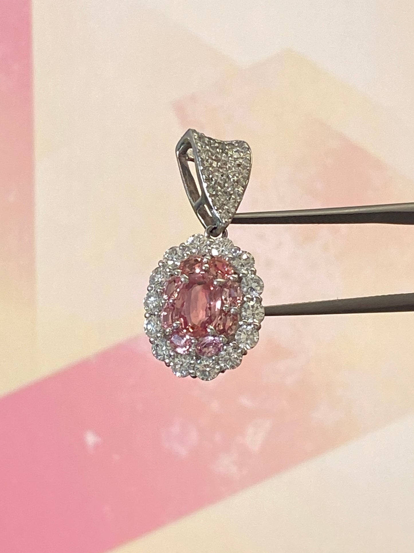 1 carat Padparadscha Sapphire Halo Padparadscha Sapphire Diamonds Pendant Top | no heat | GIA