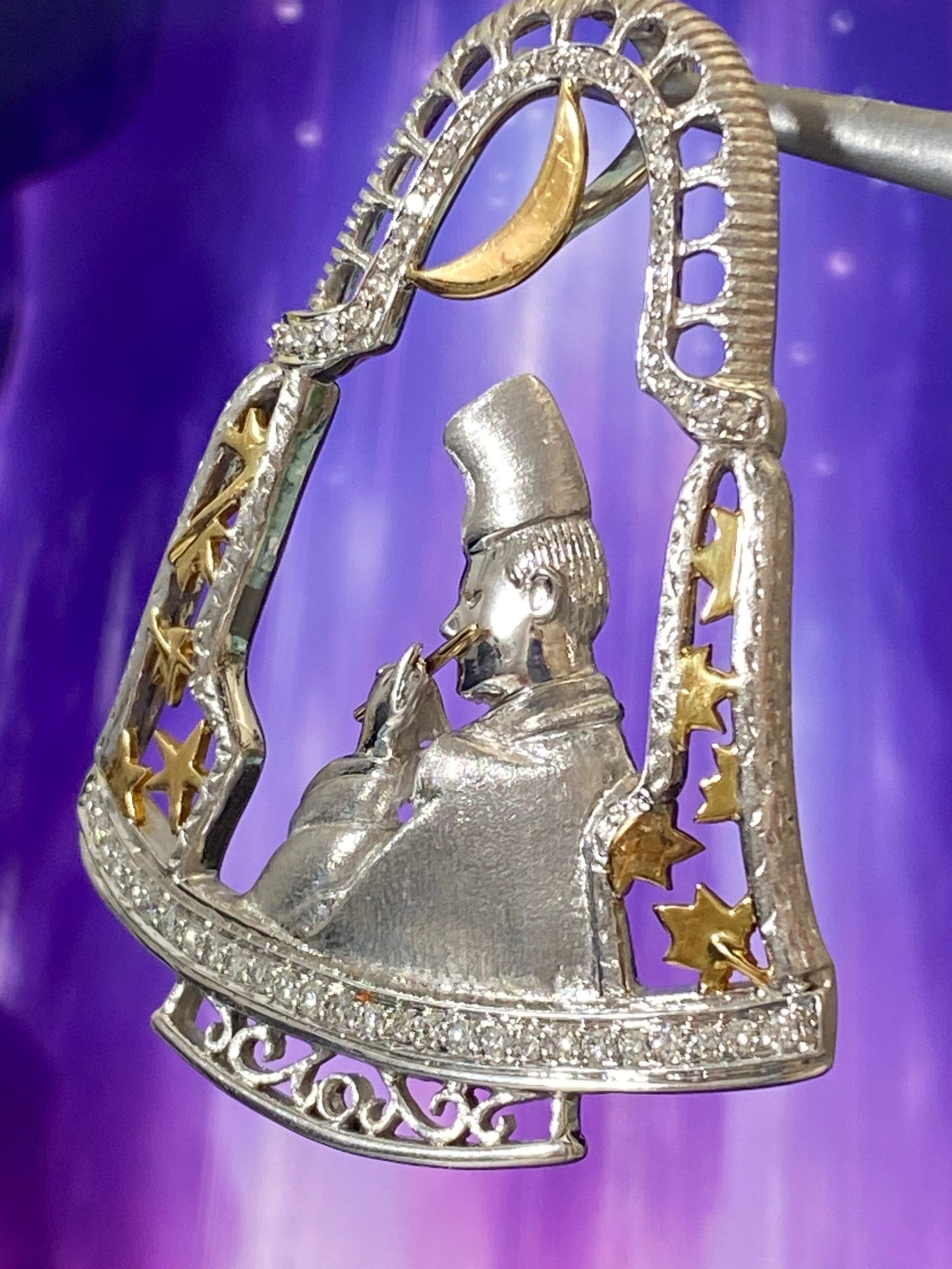Japanese Flutist Openwork Diamond Pendant Top