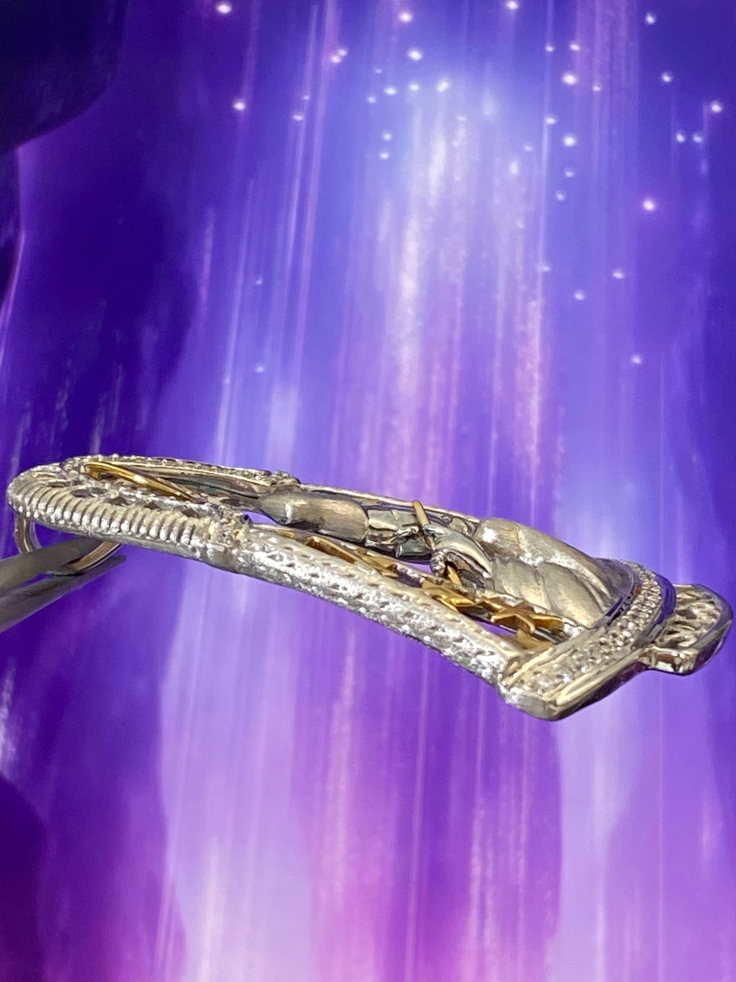 Japanese Flutist Openwork Diamond Pendant Top