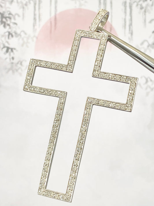Cross Open Motif Diamond Pendant Top