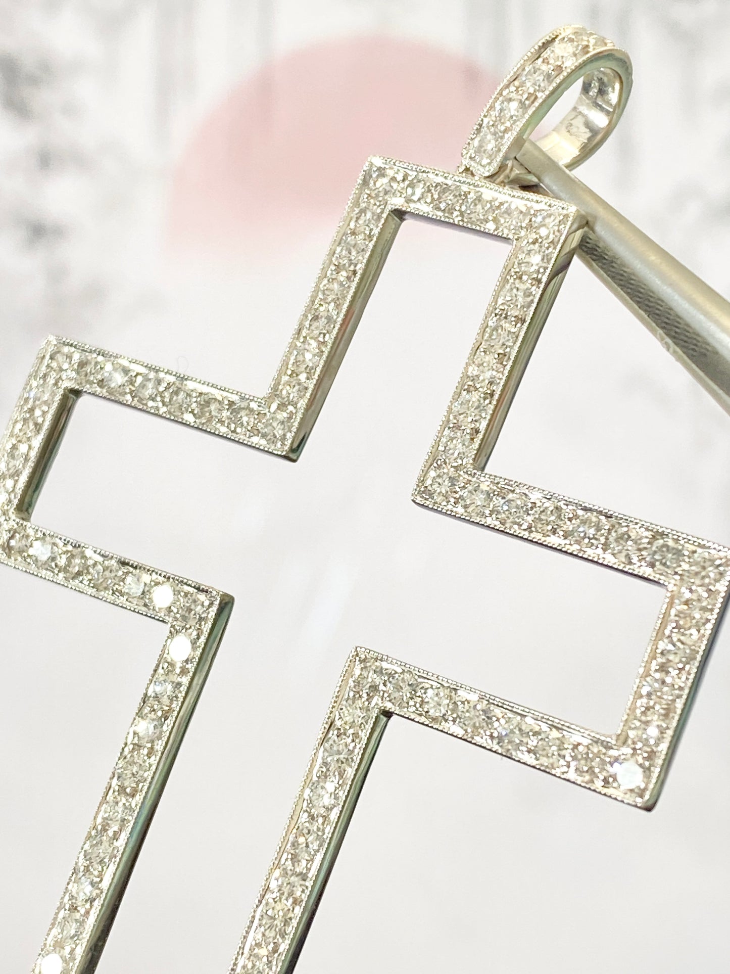 Cross Open Motif Diamond Pendant Top