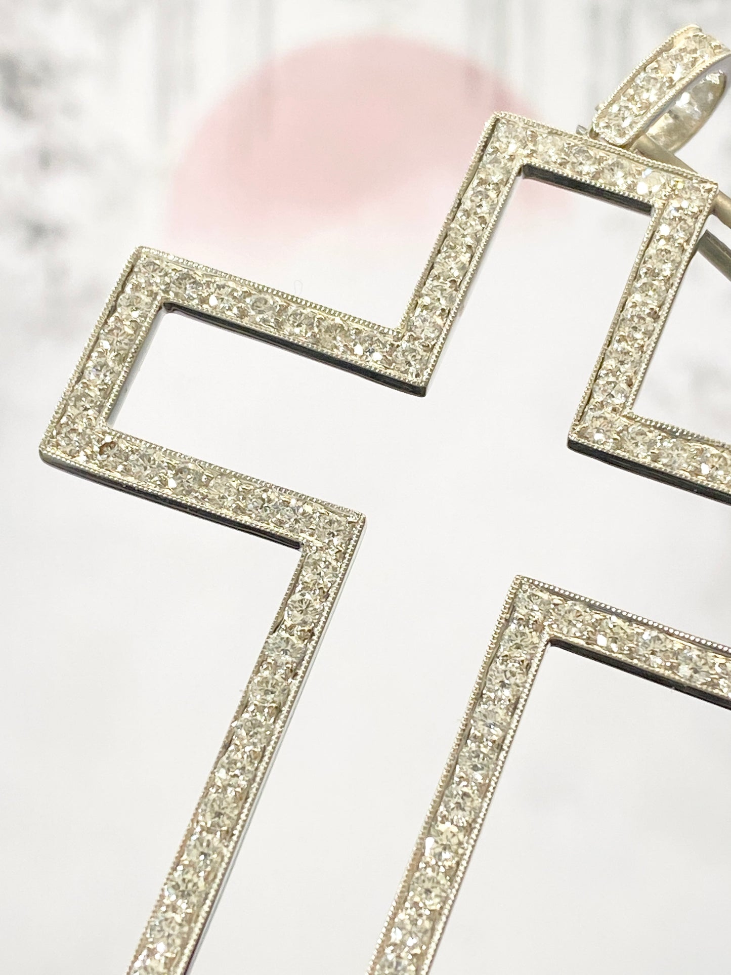 Cross Open Motif Diamond Pendant Top