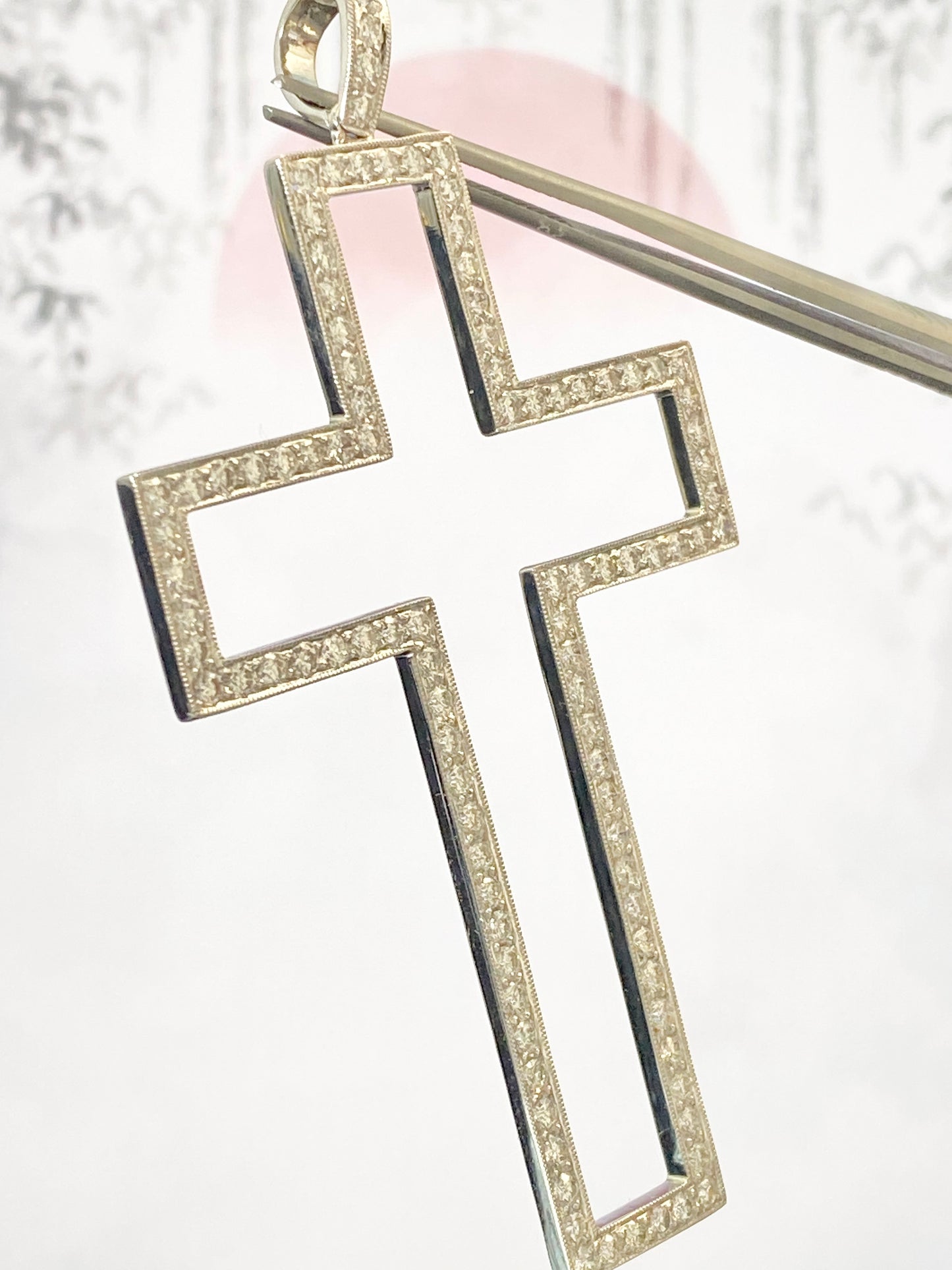 Cross Open Motif Diamond Pendant Top