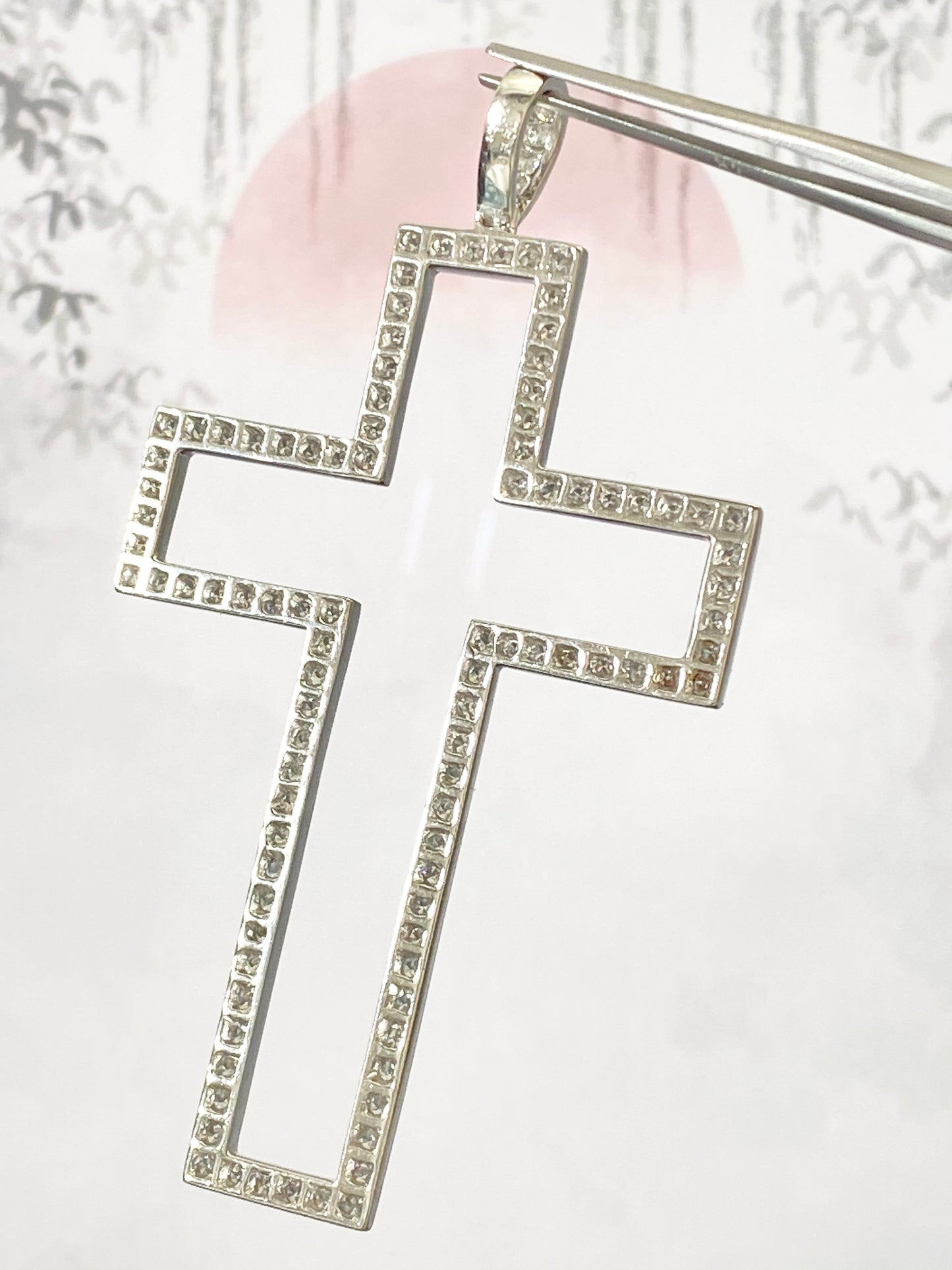 Cross Open Motif Diamond Pendant Top