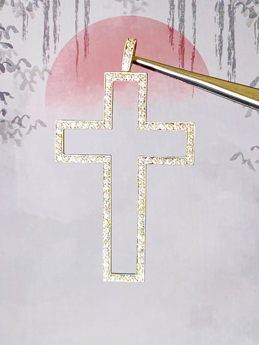 Cross Open Motif Diamond Pendant Top
