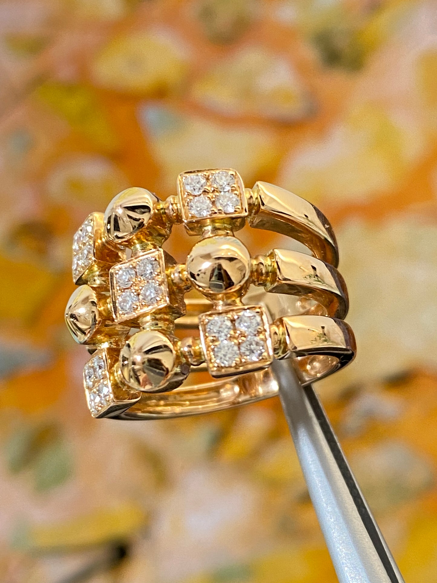 Thick 3 Layer Band Diamond Ring