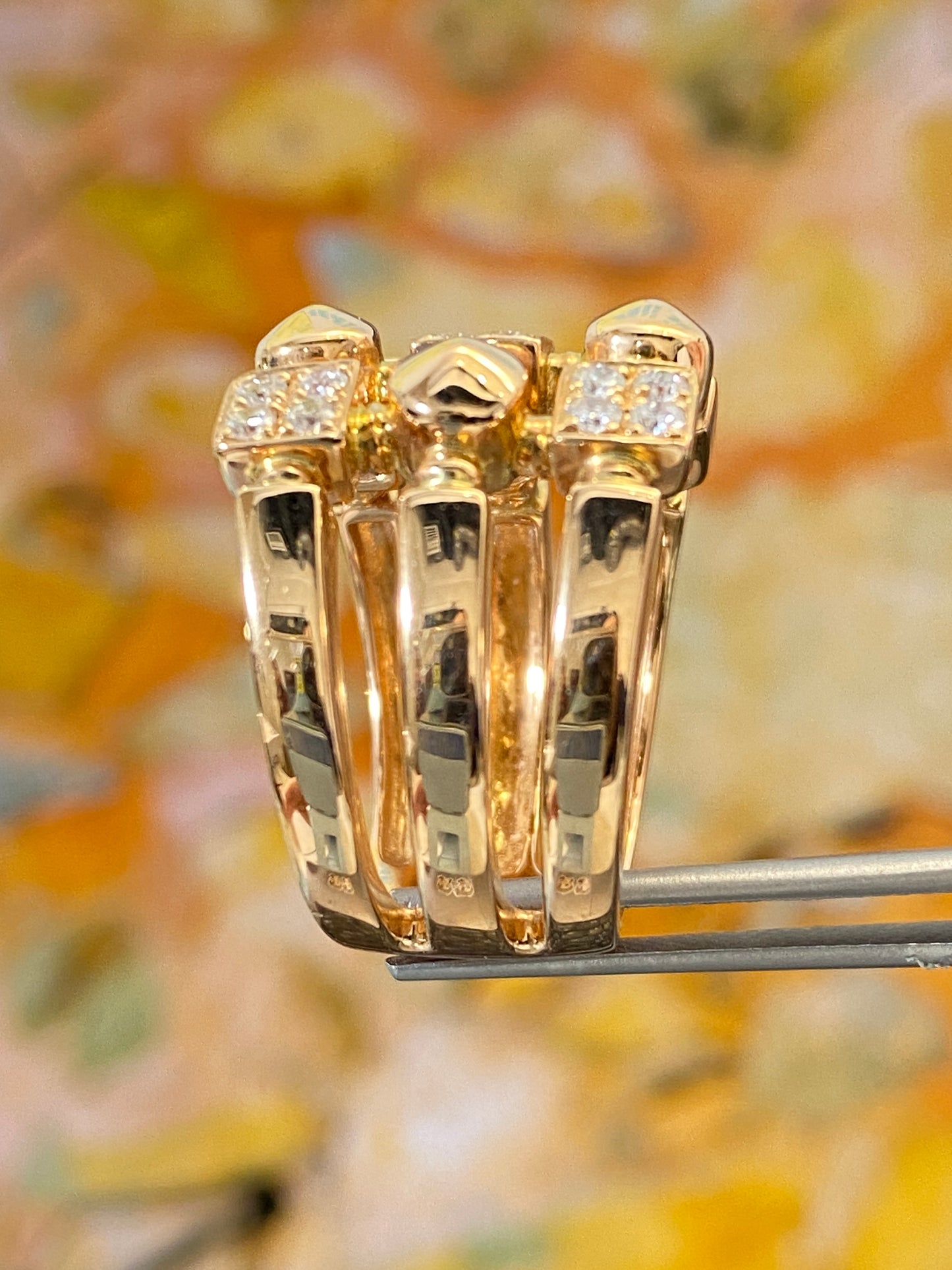 Thick 3 Layer Band Diamond Ring