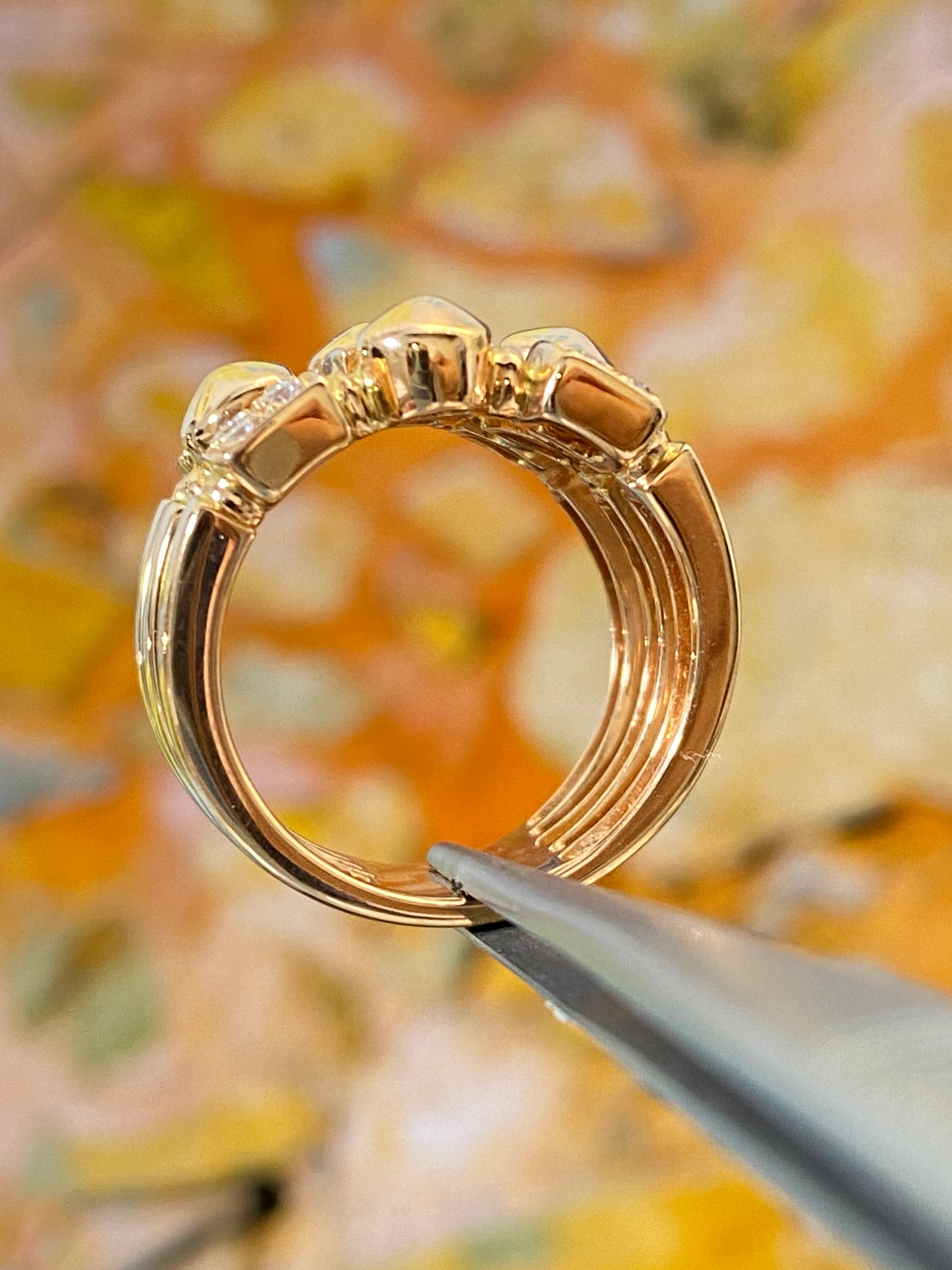 Thick 3 Layer Band Diamond Ring
