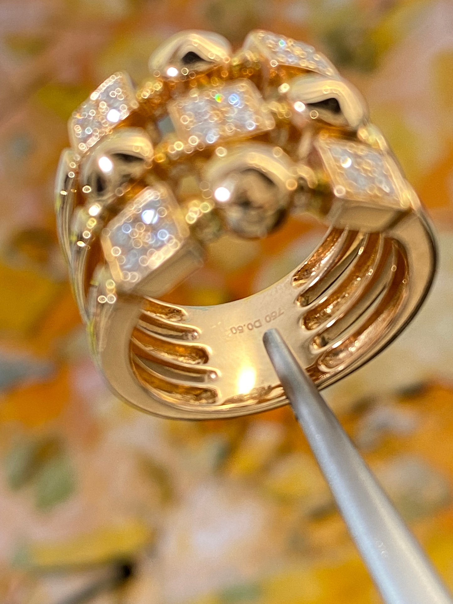 Thick 3 Layer Band Diamond Ring