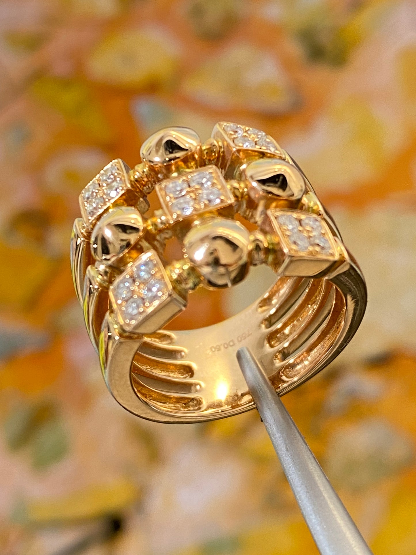 Thick 3 Layer Band Diamond Ring