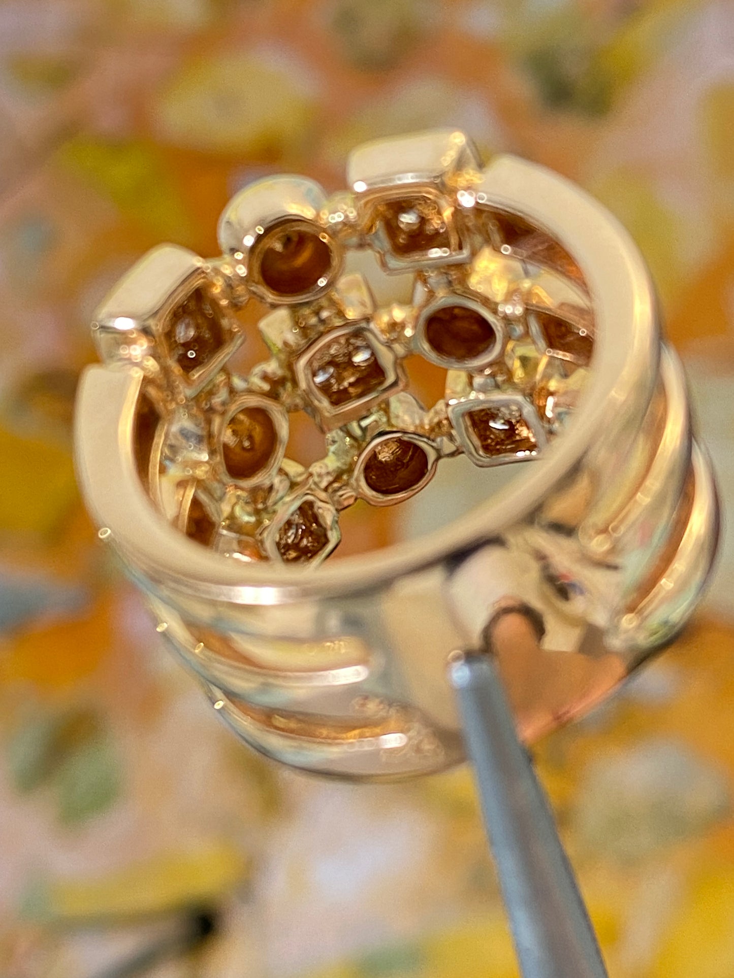 Thick 3 Layer Band Diamond Ring